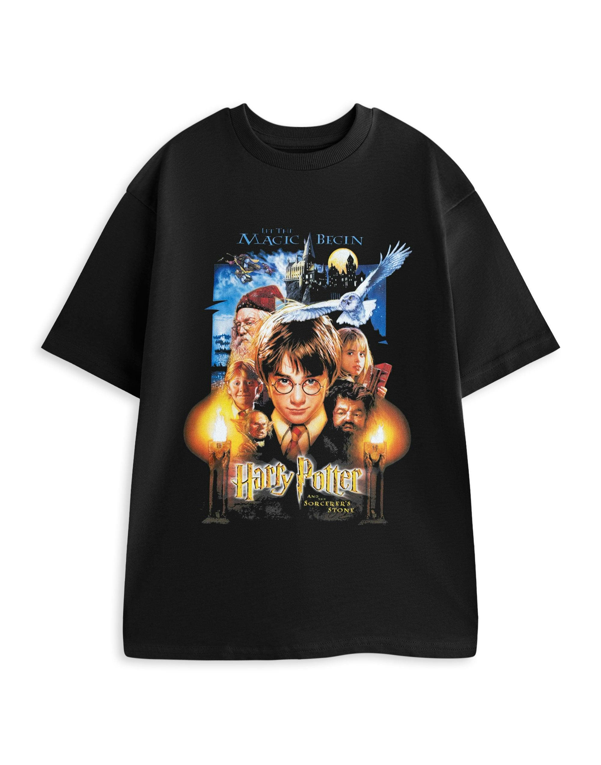 Vanilla Underground Unisex Black Harry Potter Sorcerers Stone Short Sleeved T-Shirt - Small