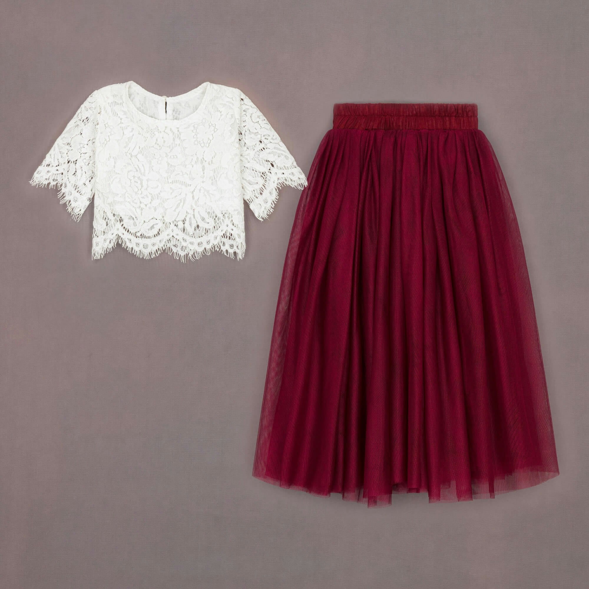 Uk Flower Girl Boutique Girls White/Burgundy/Red Uk Flower Boutique Baby Felicity Couture Set - Wine - 12/24 Mths