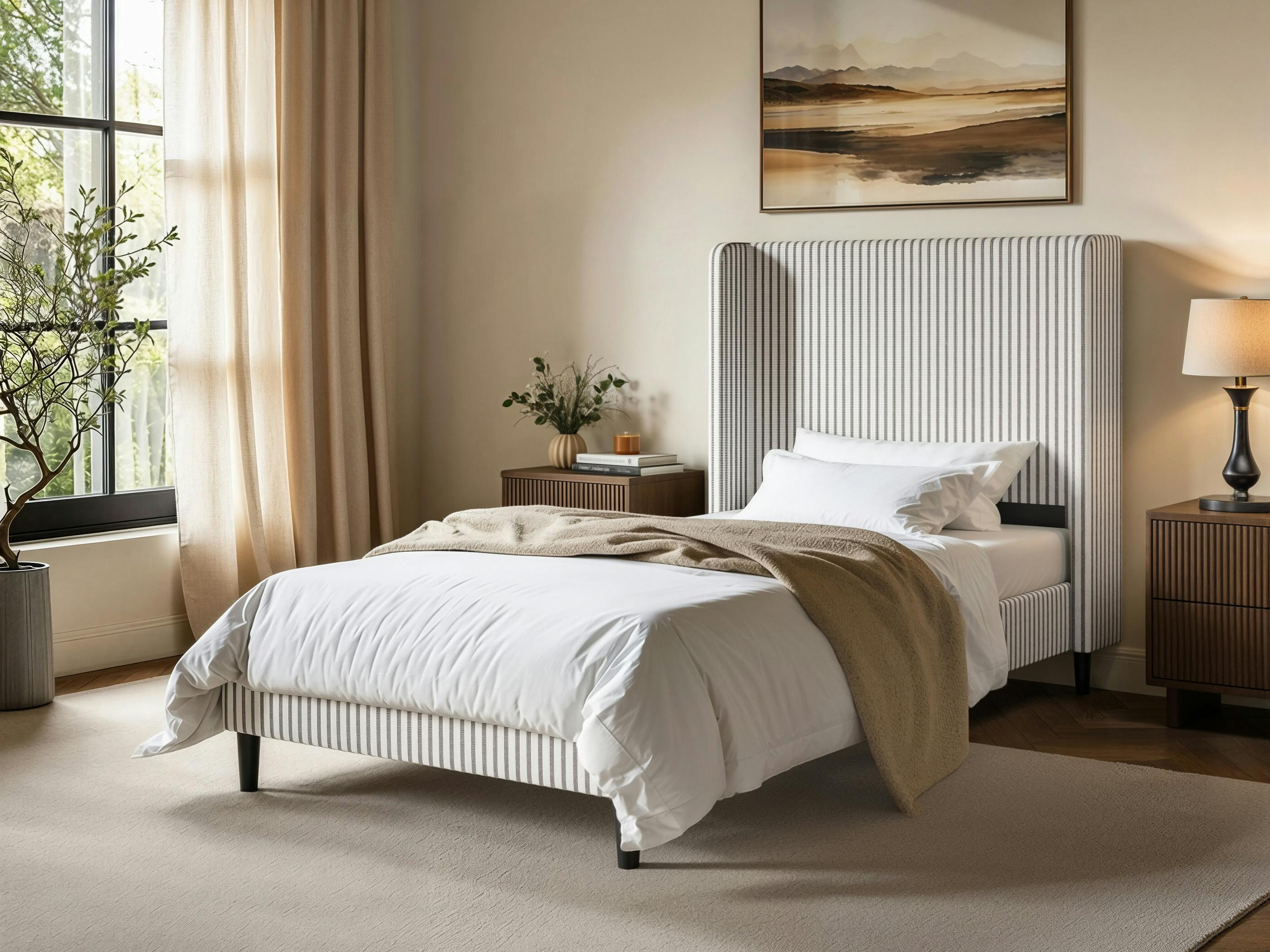 Solace+Co Brown Jovanna Bed With Winged Headboard - Single