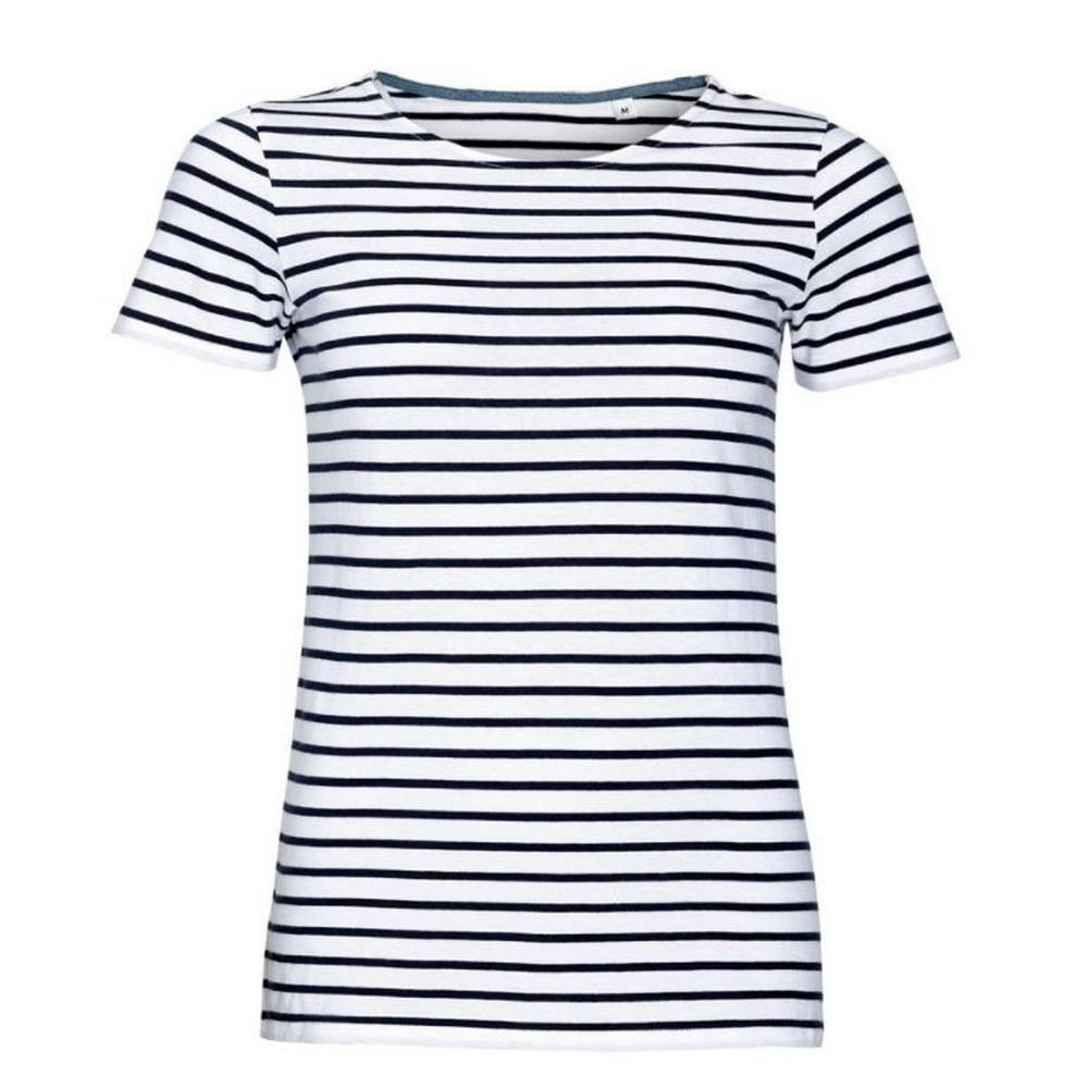Sol's Women's Off-White Miles Striped Short Sleeve T-Shirt In | Size: Xs - Image 2