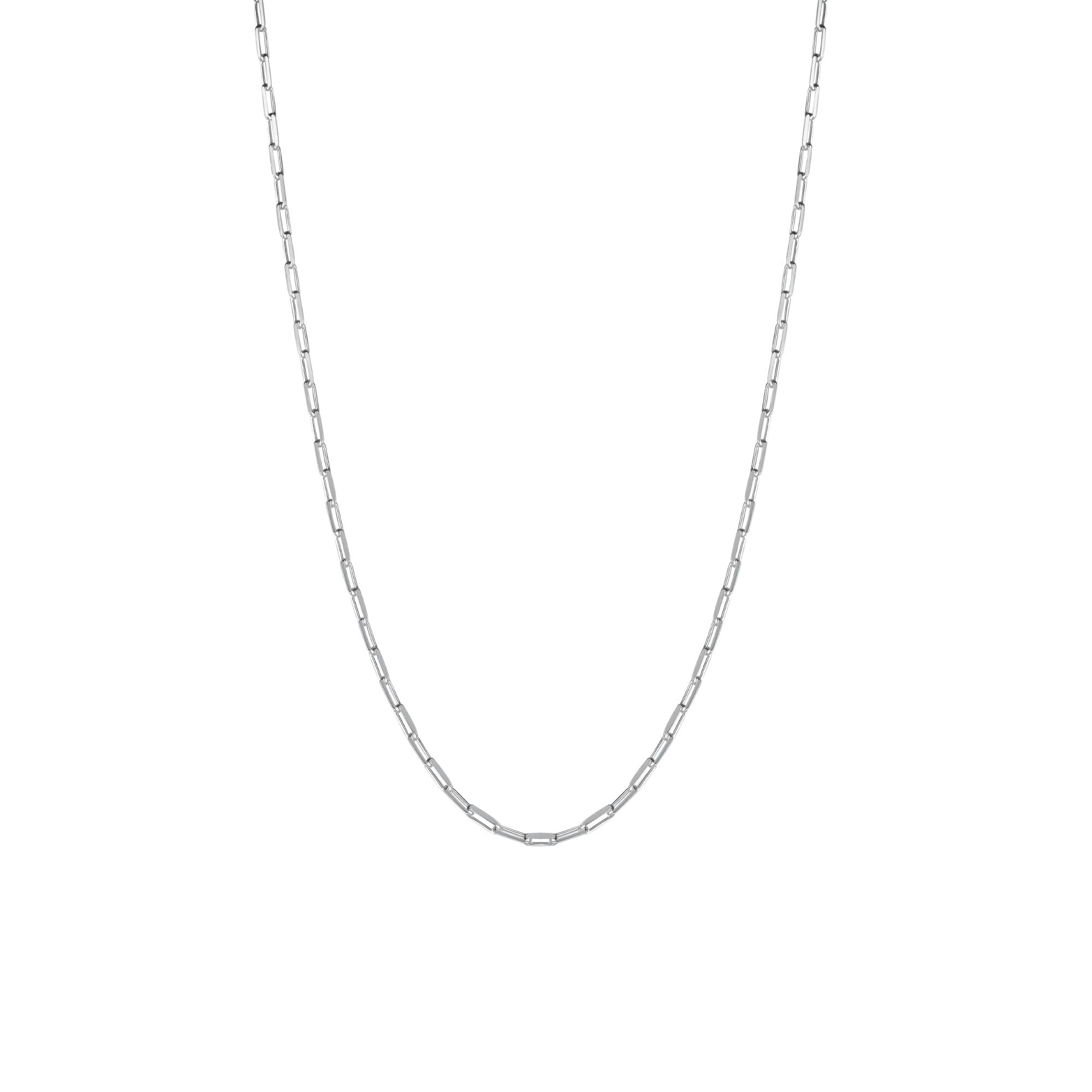 Spero London Silver Rectangular Link Chain Sterling Necklace