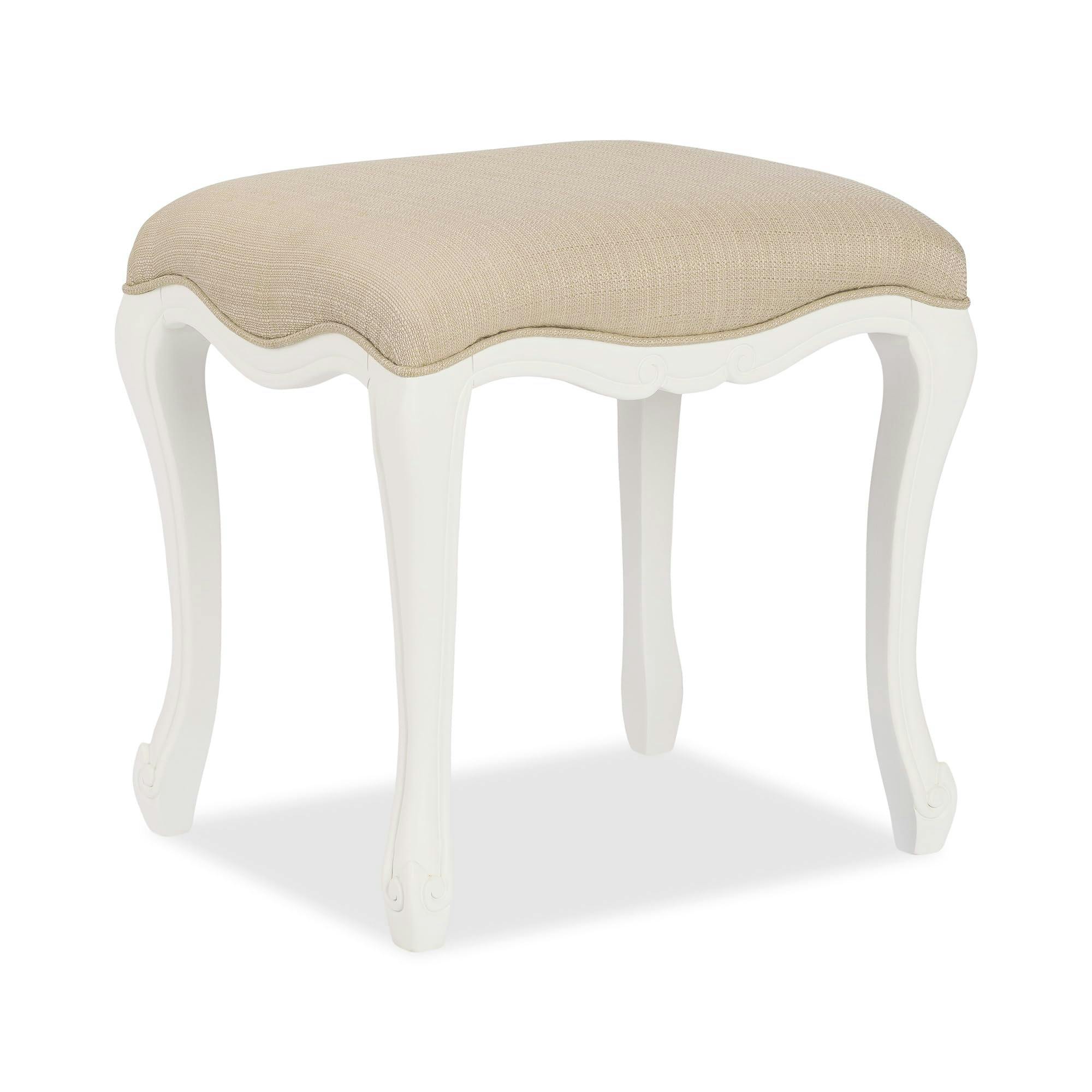 Statement Furniture White Juliette Upholstered Stool French Dressing Table Seat Assembled