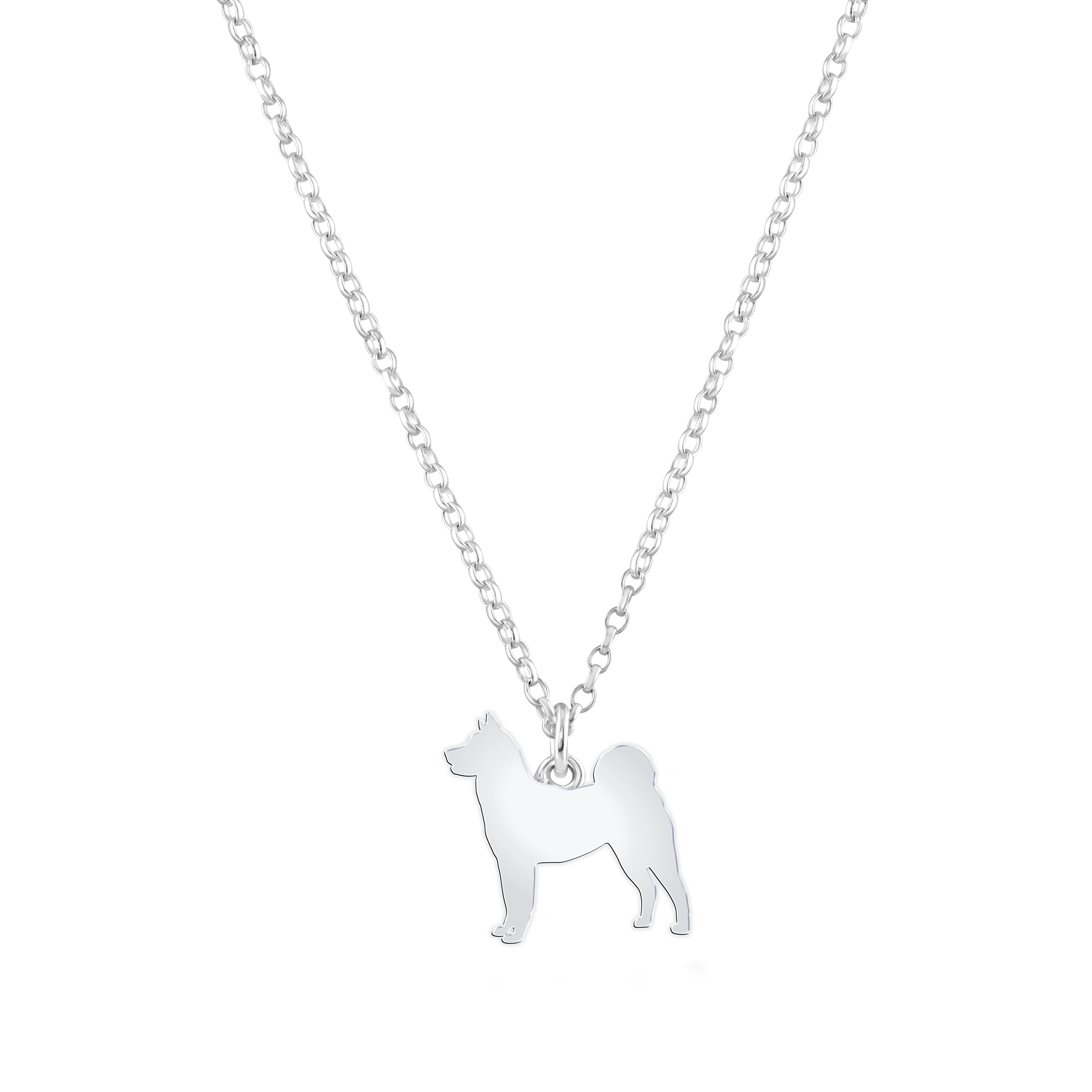 Mylee London Silver Akita Silhouette Necklace - Personalised - Yes