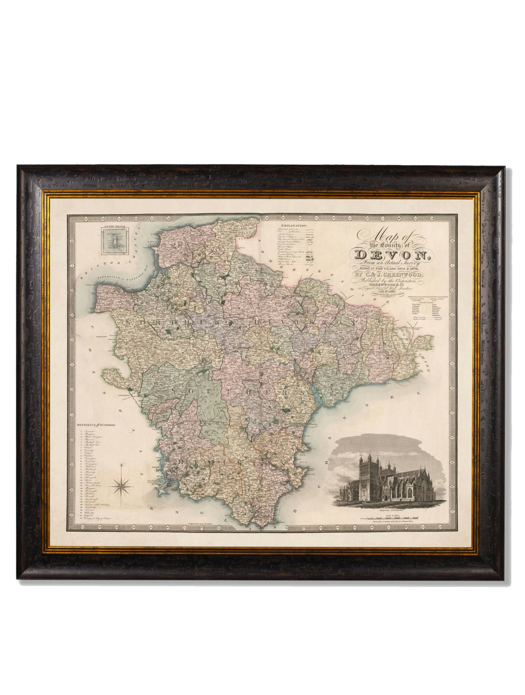 Rackhams Black C.1830 County Maps Of England - 70 X 84Cm - Devon