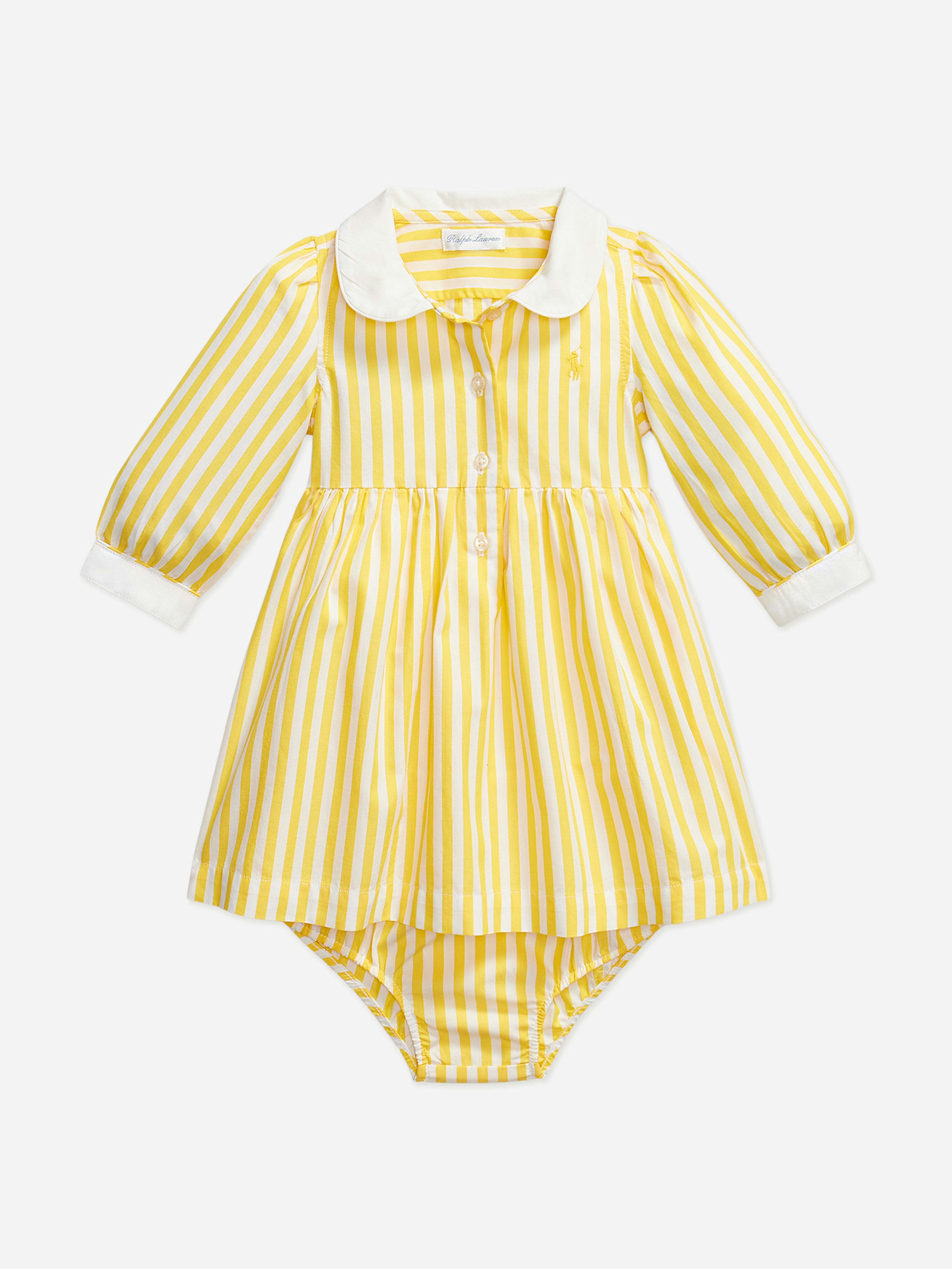 Ralph Lauren Kids Girls Yellow Ralph Lauren Baby Striped Poplin Shirt Dress In - 18 Mths