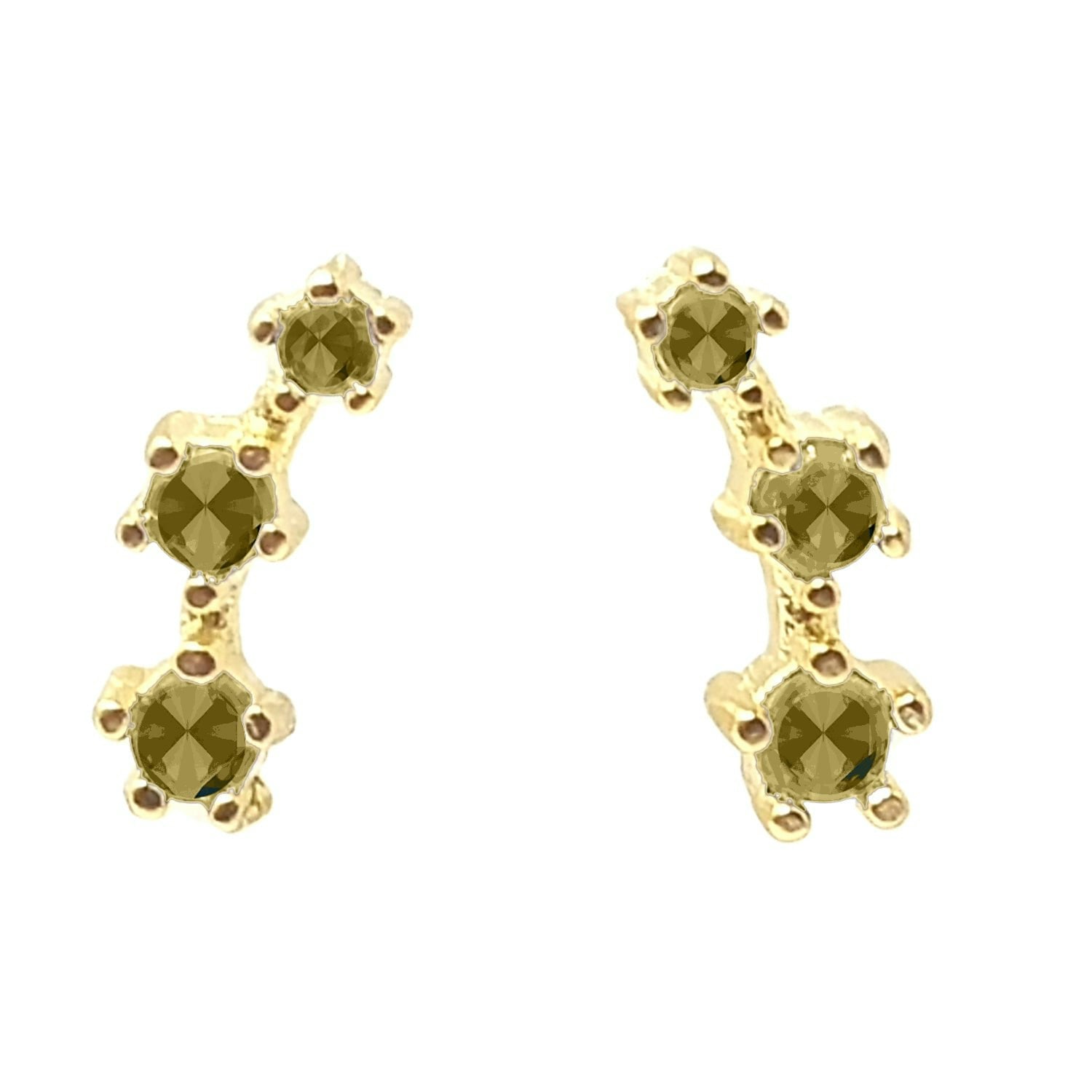 Harfi Peridot August Birthstone Climber Stud Earrings