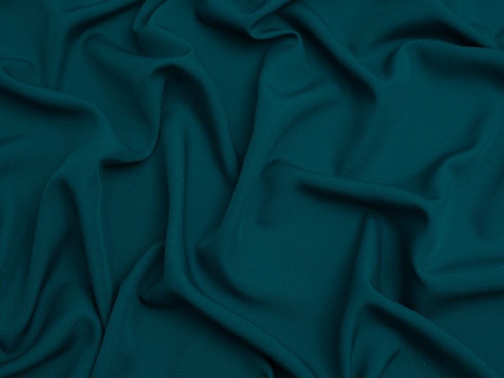 Minerva Dark Core Range Soft Touch Crepe Fabric - Plain Design Dressmaking Fabric, 110 Cm / 44" Wide - Per Metre - Petrol
