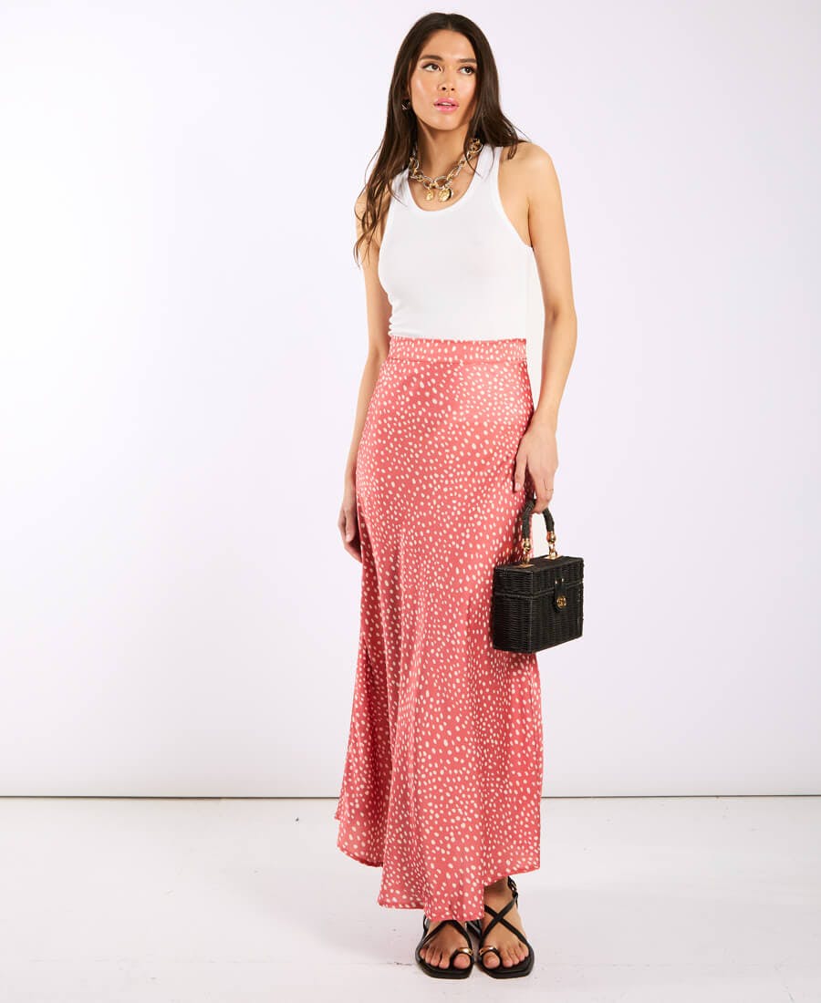 Needs No Label Pink Animal Satin Midi Skirt - 8