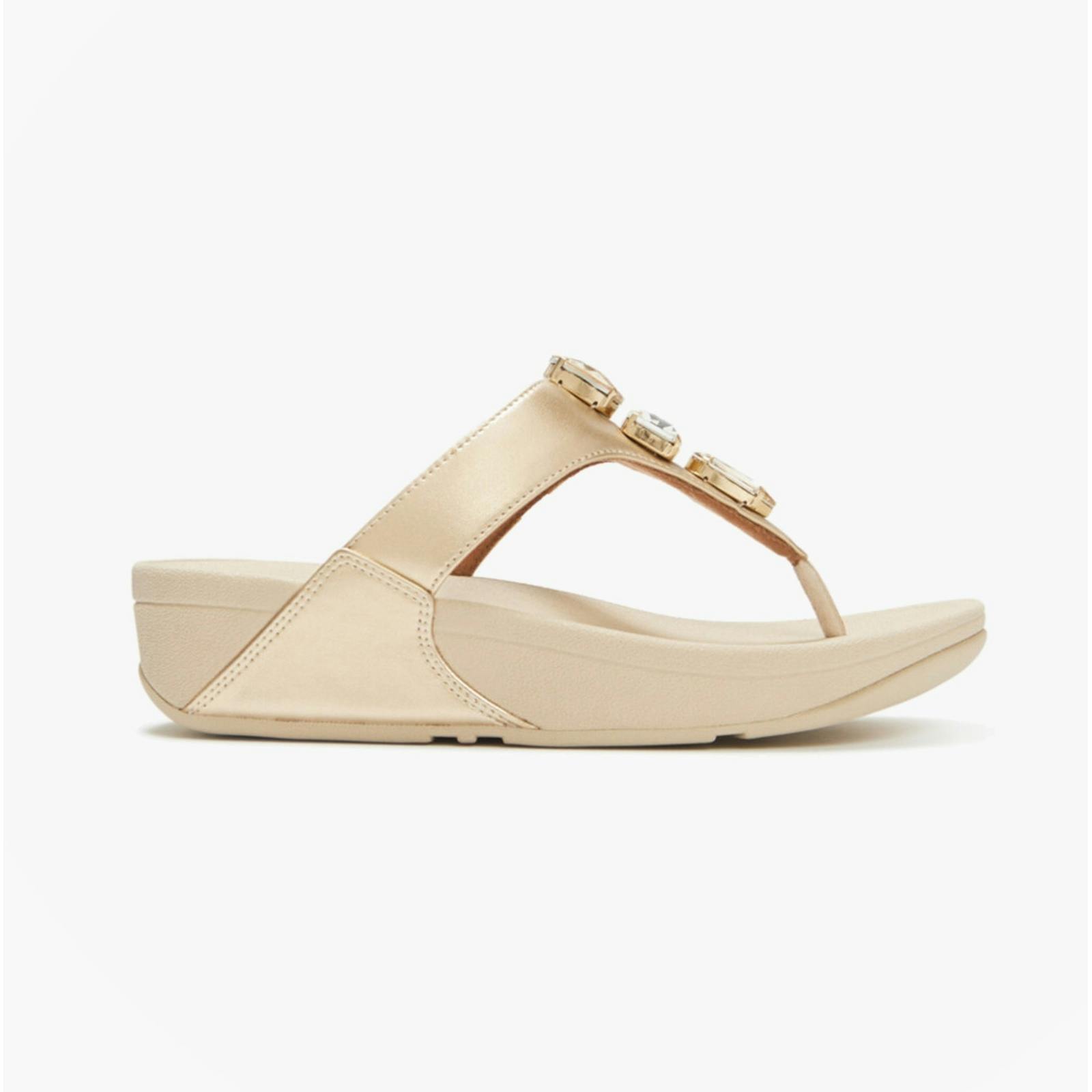 Fitflop Women's Gold Lulu Ultra Toe-Post Sandals Platino - Uk 8