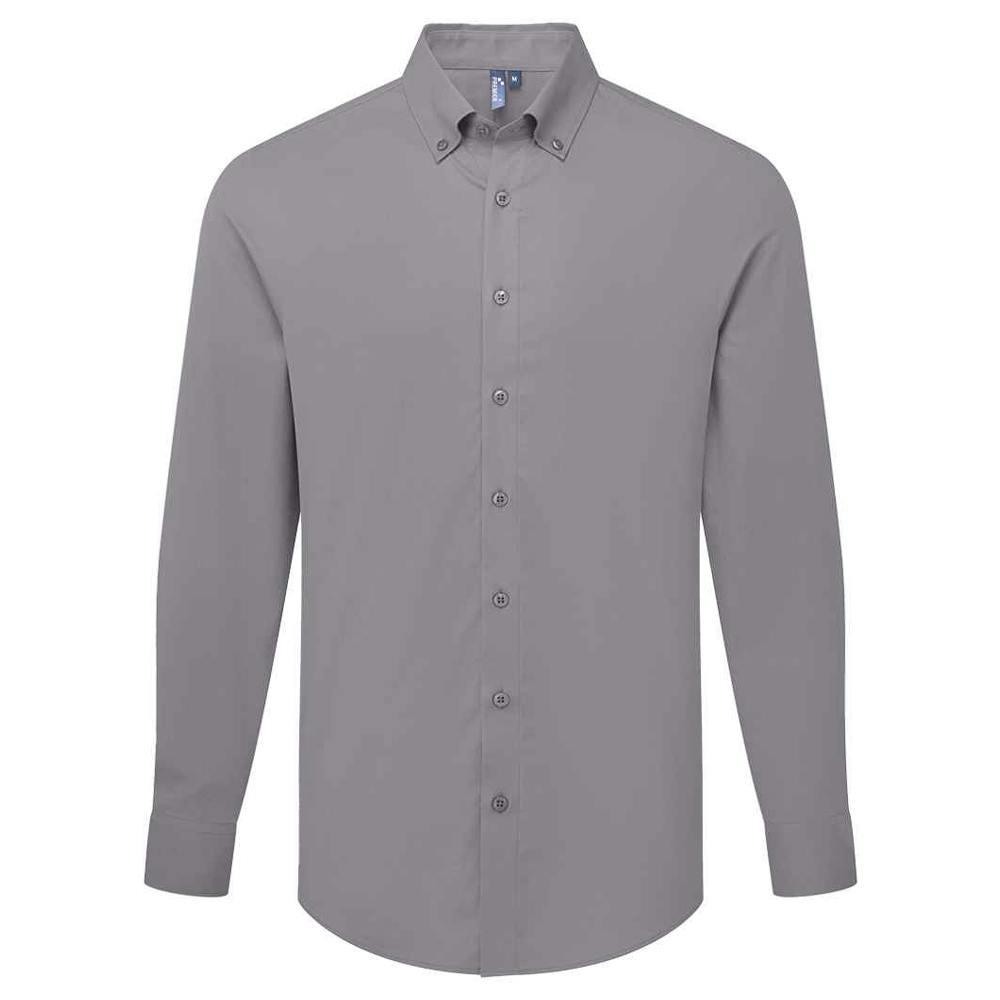 Premier (M, Steel) Mens Supreme Oxford Long-Sleeved Formal Shirt - Image 2