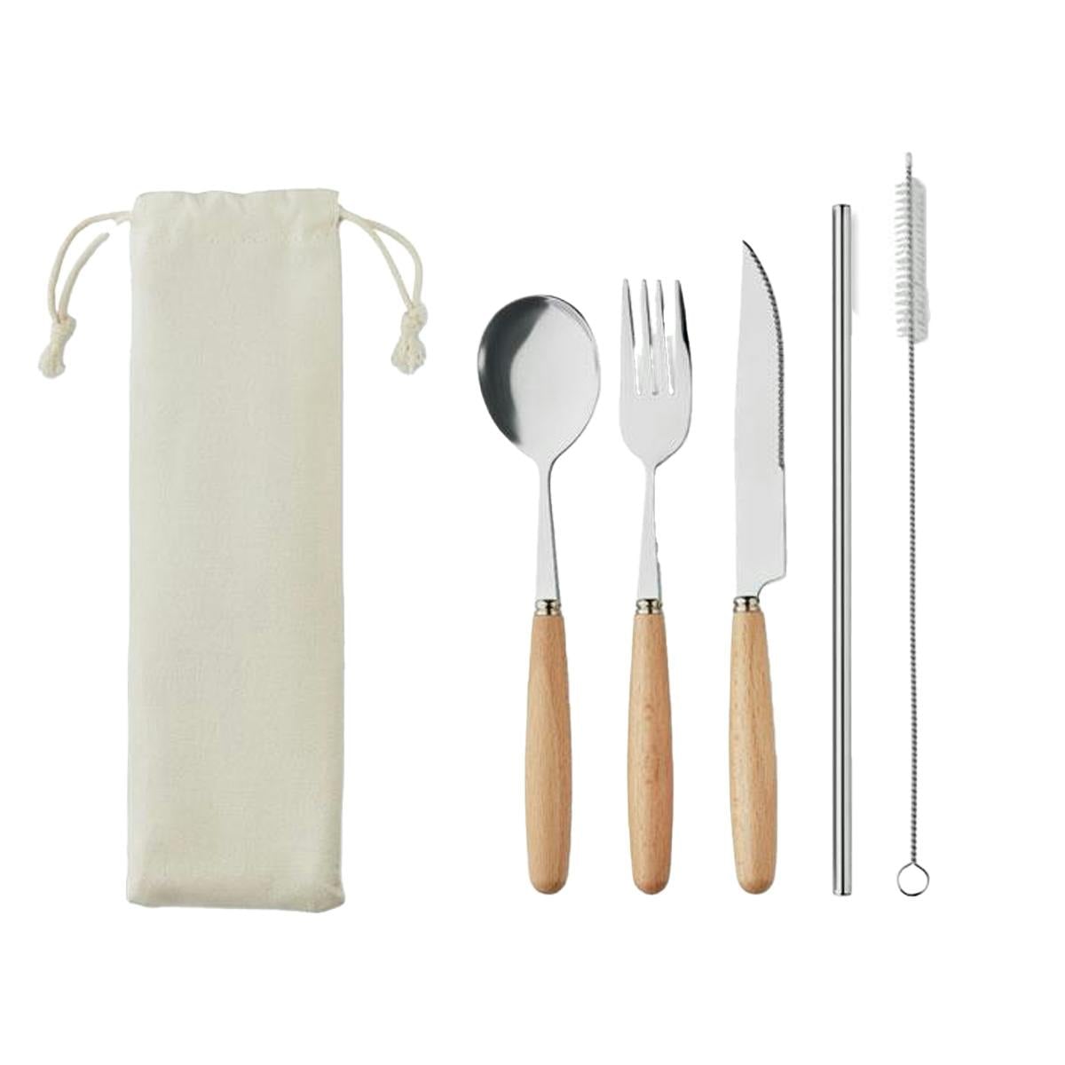 Midocean Beige Custa Set Stainless Steel Cutlery Set (Pack Of 5) - /Steel - One Size - /Steel - 100% Mixed