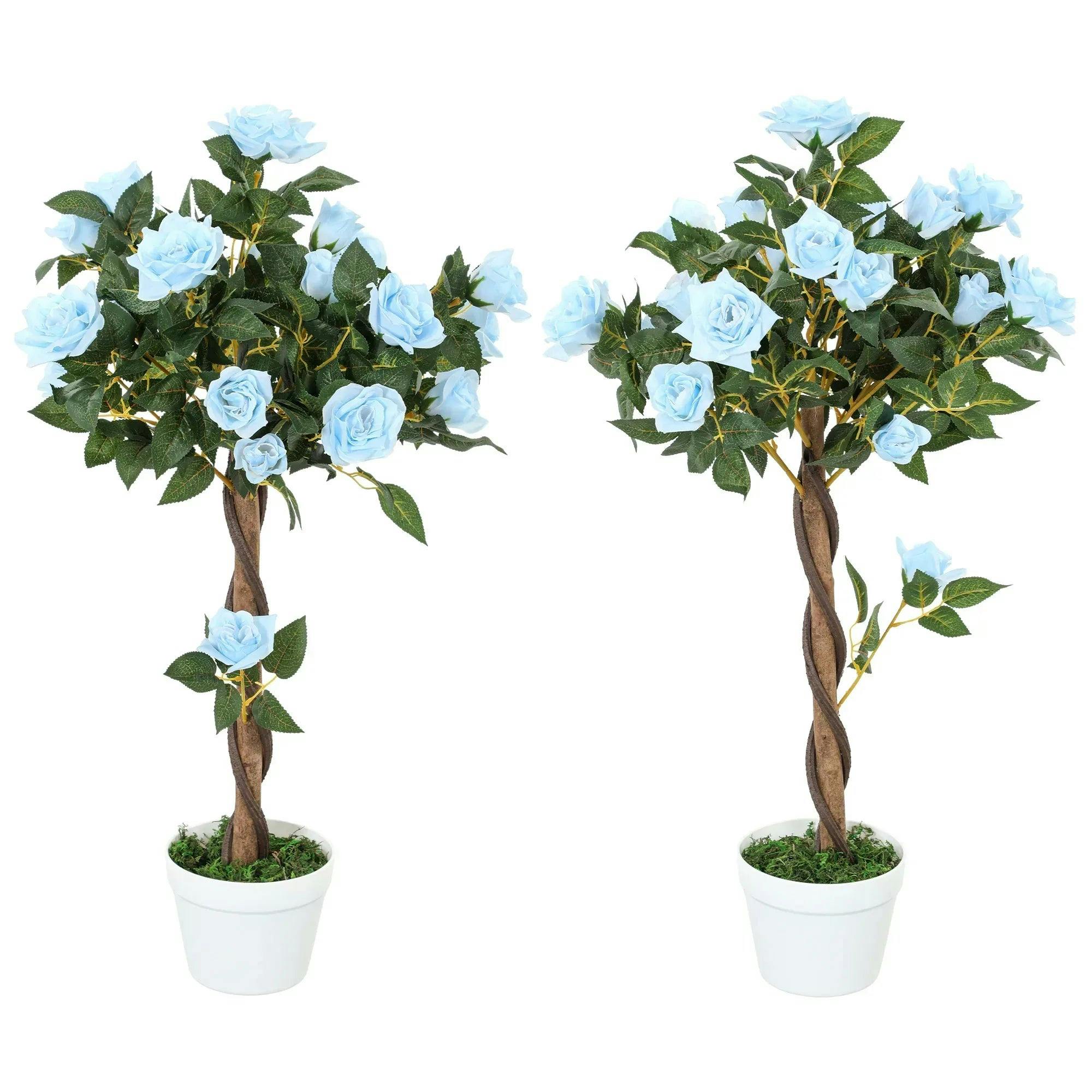 Portland Blue Artificial Rose Tree 90cm - Image 5