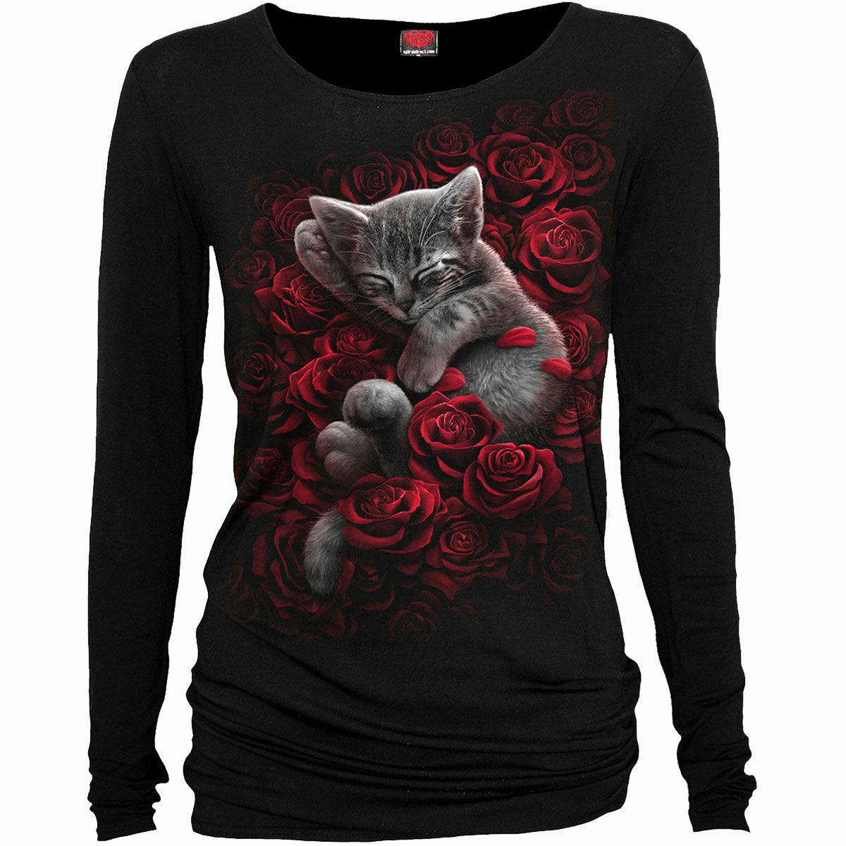 Spiral Direct Black Bed Of Roses - Baggy Top - L - Digital - Digital