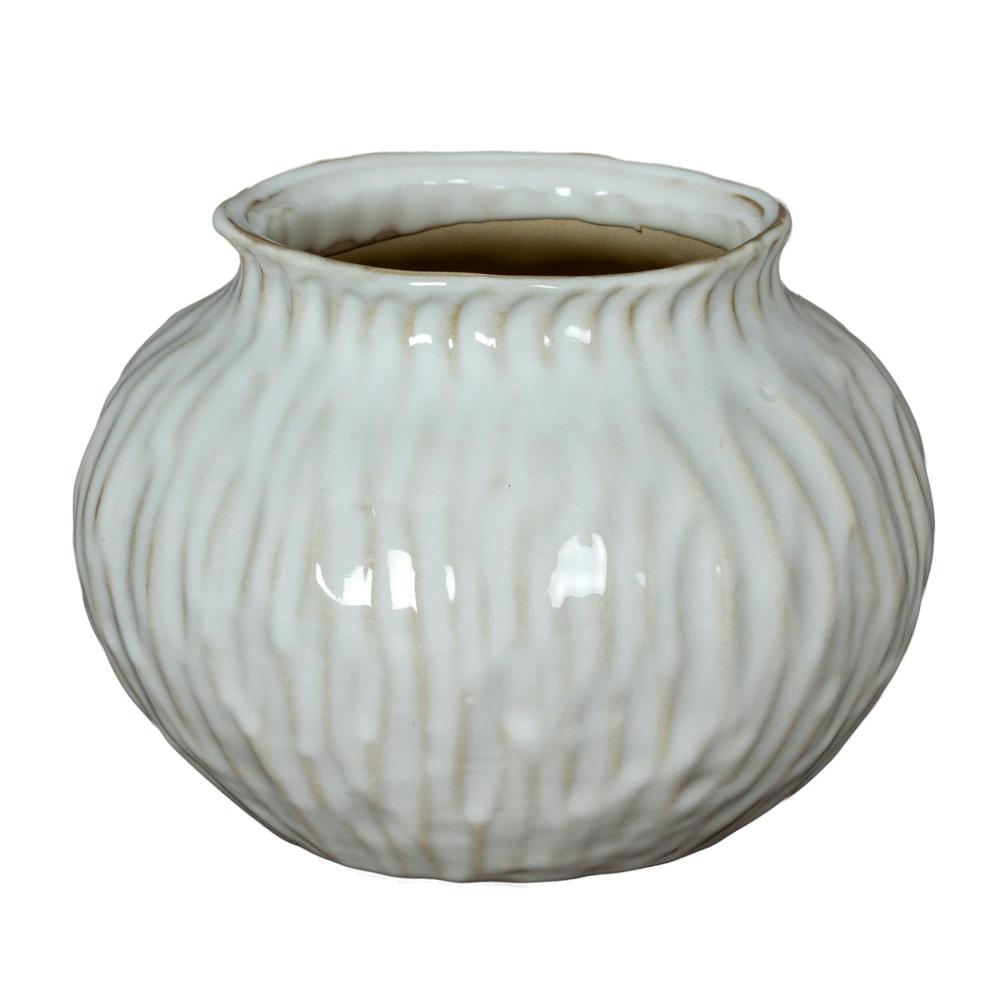 Hill Interiors White Numa Squat Vase - One Size - 100% Mixed