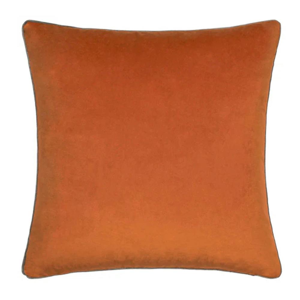 Furn Meridian Velvet Cushion Cover - Pumpkin/Mocha - 45Cm X 45Cm - Pumpkin/Mocha - 100% Polyester