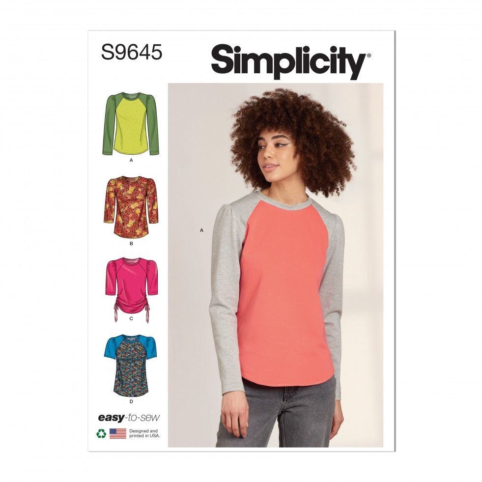 Simplicity Women's Sewing Pattern 9645, Tops For A (Xs-S-M-L-Xl-Xxl) - Easy - A (Xs-S-M-L-Xl-Xxl)