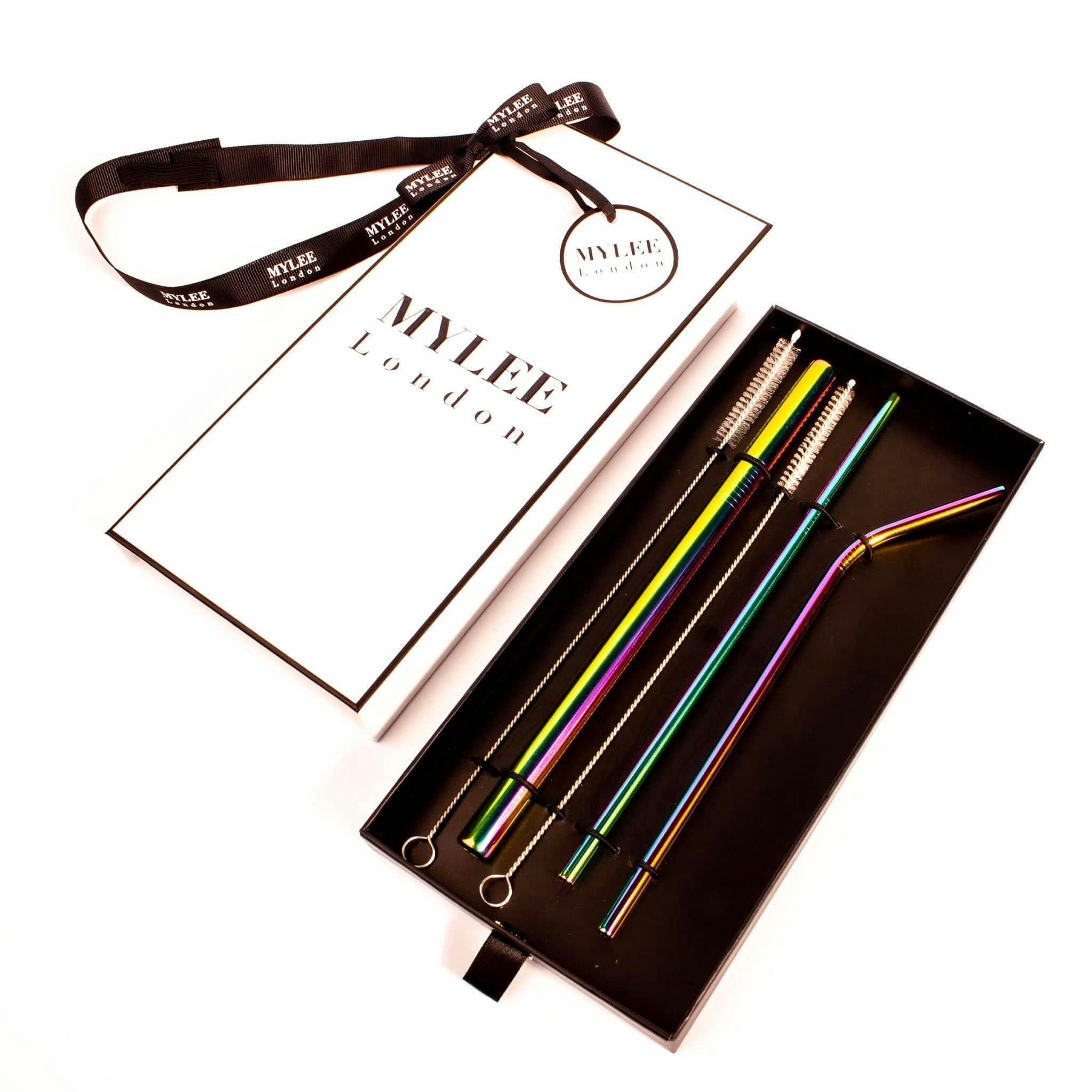 Mylee London Personalised Straw Gift Set With Free Gift Wrapping - Rainbow