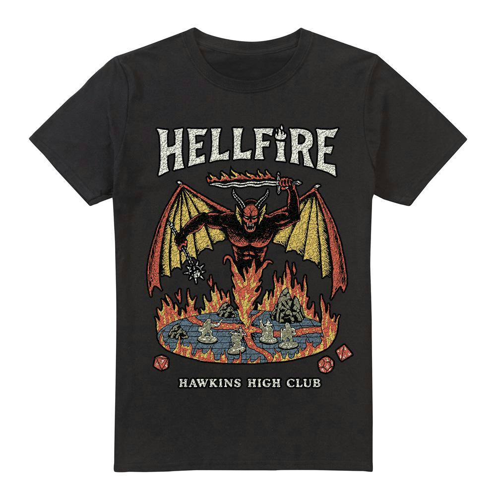 Stranger Things Men's Black Hawkins High Hellfire Vintage T-Shirt - L