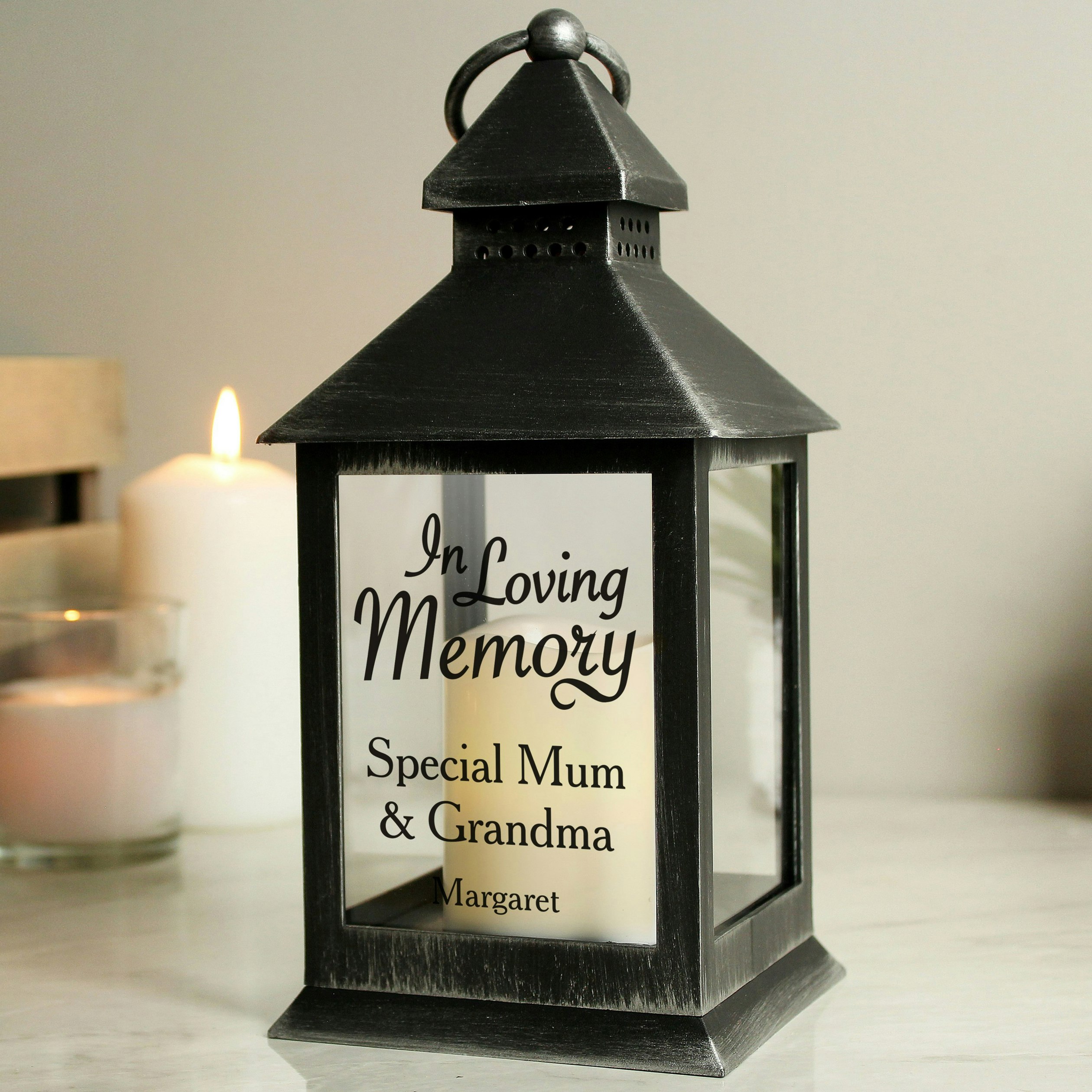 Rackhams Black Personalised In Loving Memory Rustic Lantern