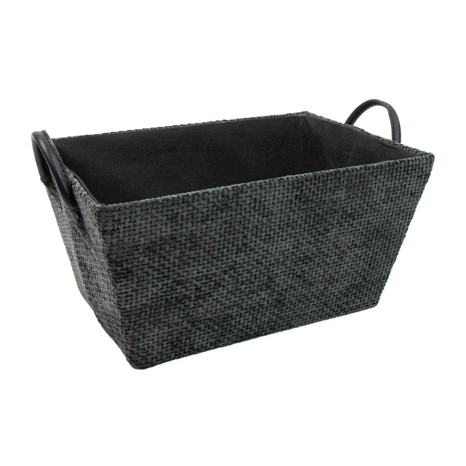 Jvl Black Metro Rectangular Fabric Storage Baskets With Handles For Home Organisation,