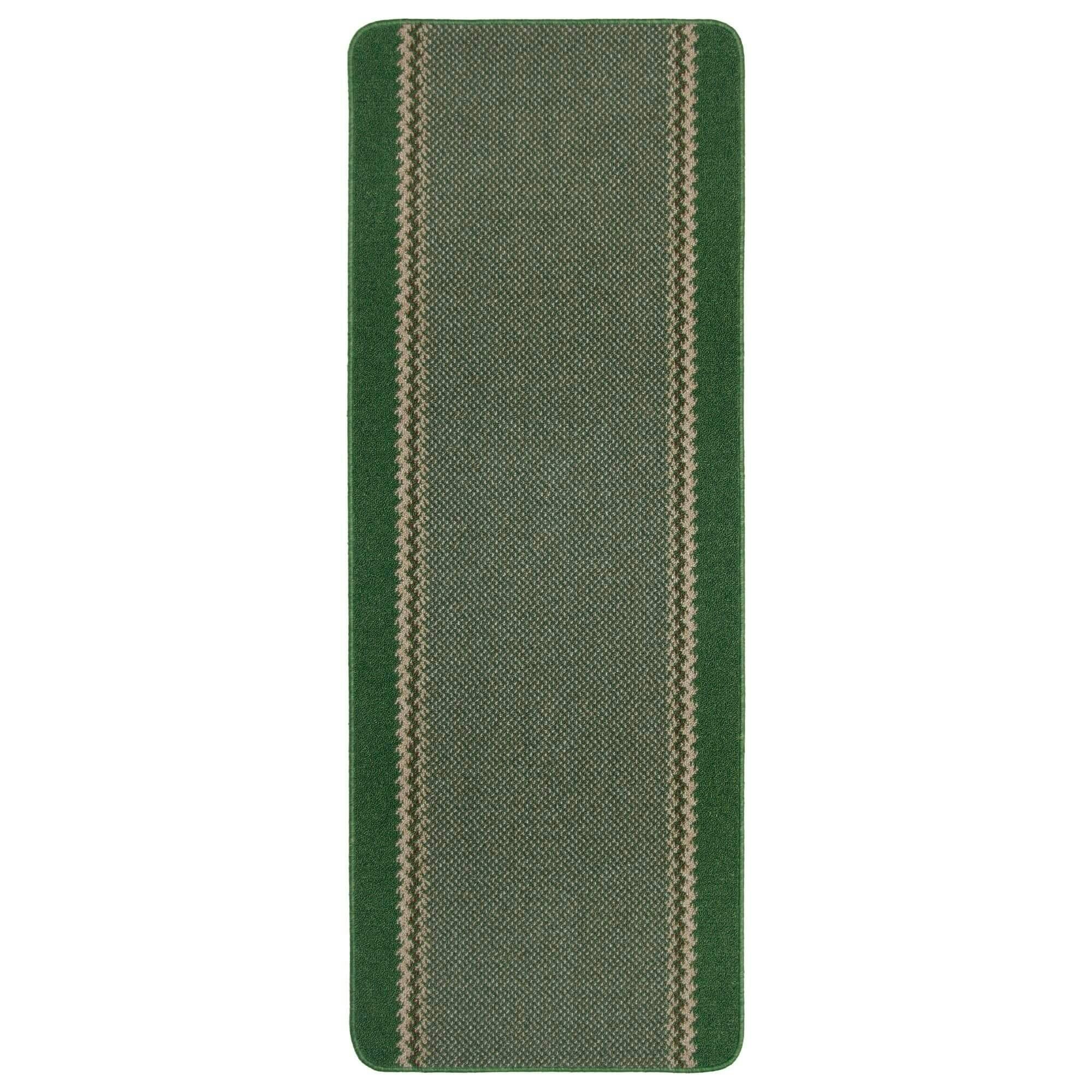 Rackhams Green Washable Designer Bordered Rug | 116Gr - 67X180 Cm