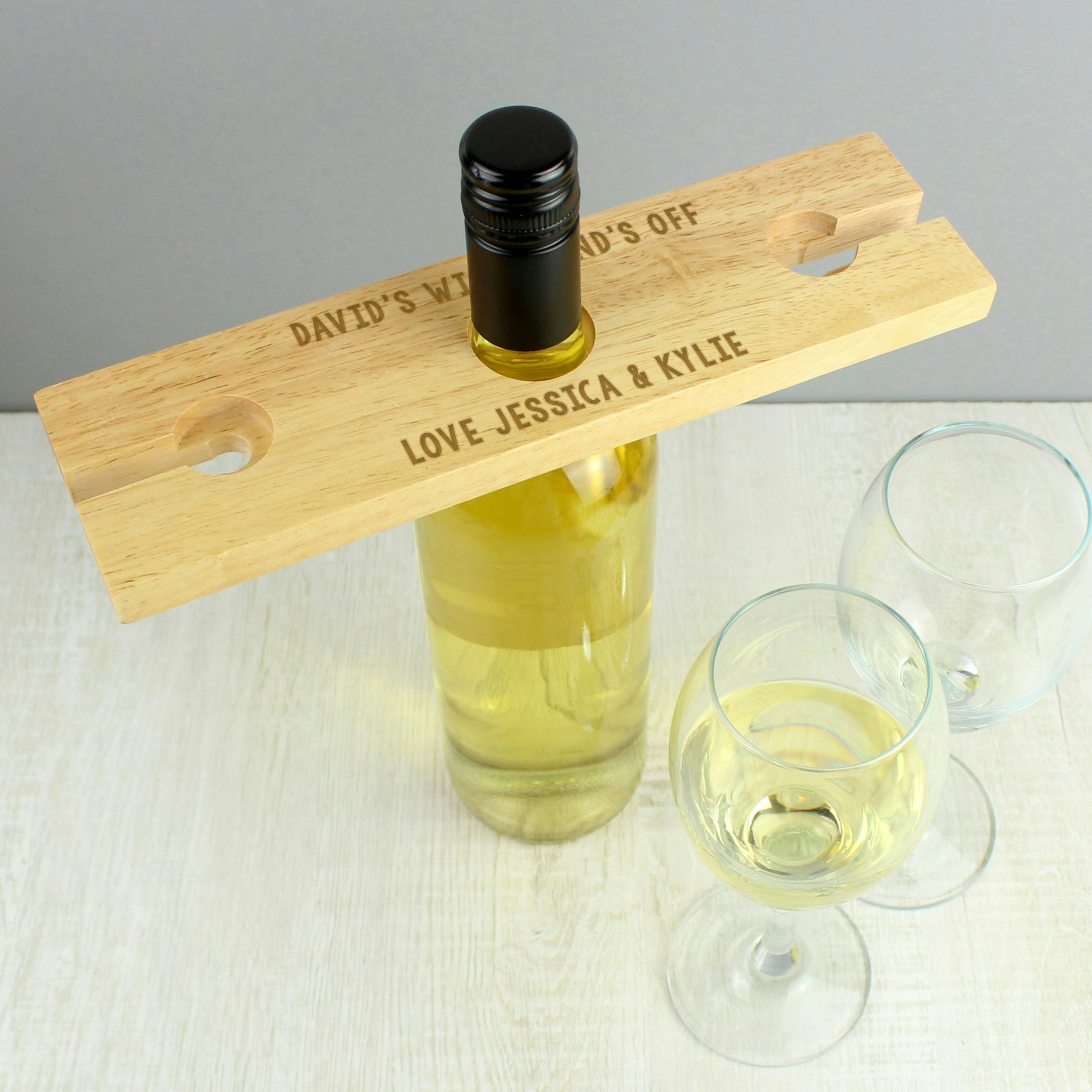 Rackhams Personalised Free Text Wine Glass & Bottle Holder