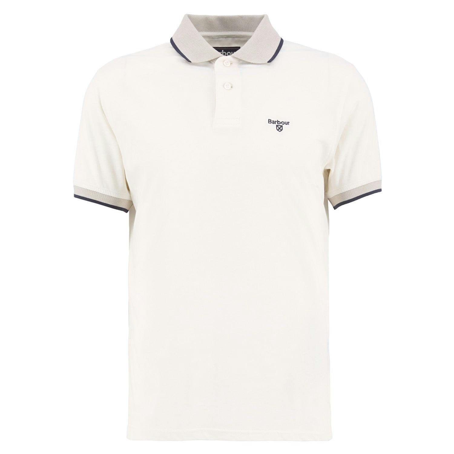 Barbour White Cornsay Pique Collar Polo Shirt - Whisper - Medium