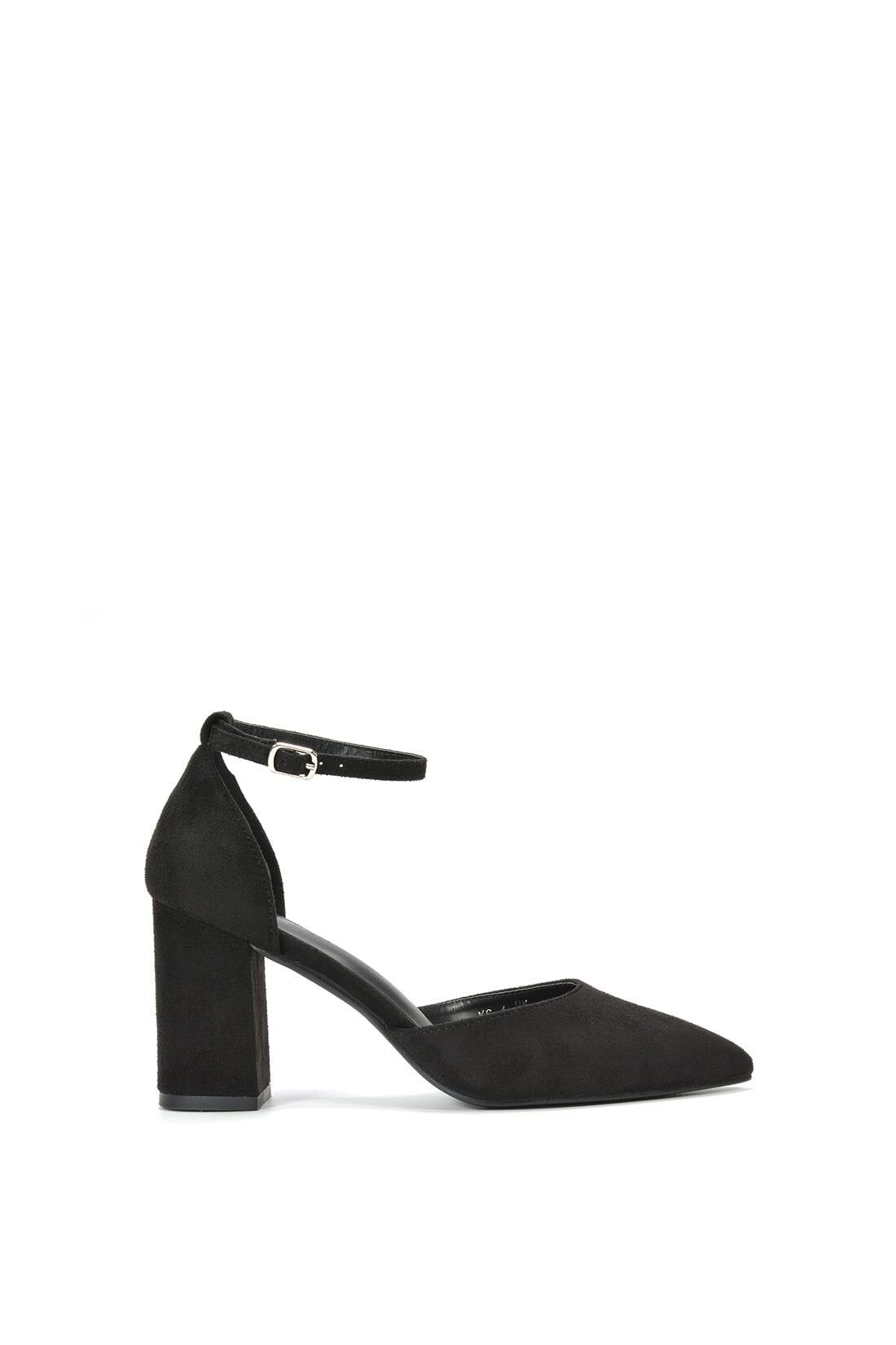 Xy London Women's Black Ankle Strap Block Heel Court Shoes - 5