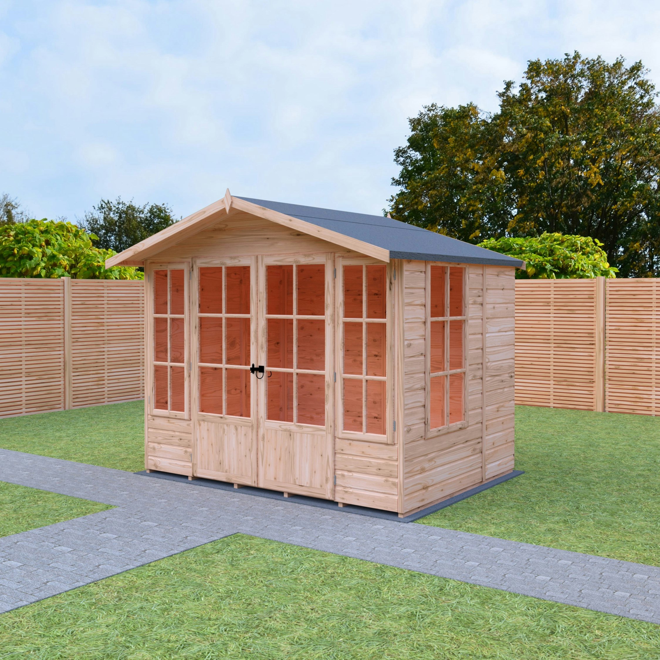 Rackhams Light Delmora 8X6 Summerhouse Shiplap Interlock Cladding