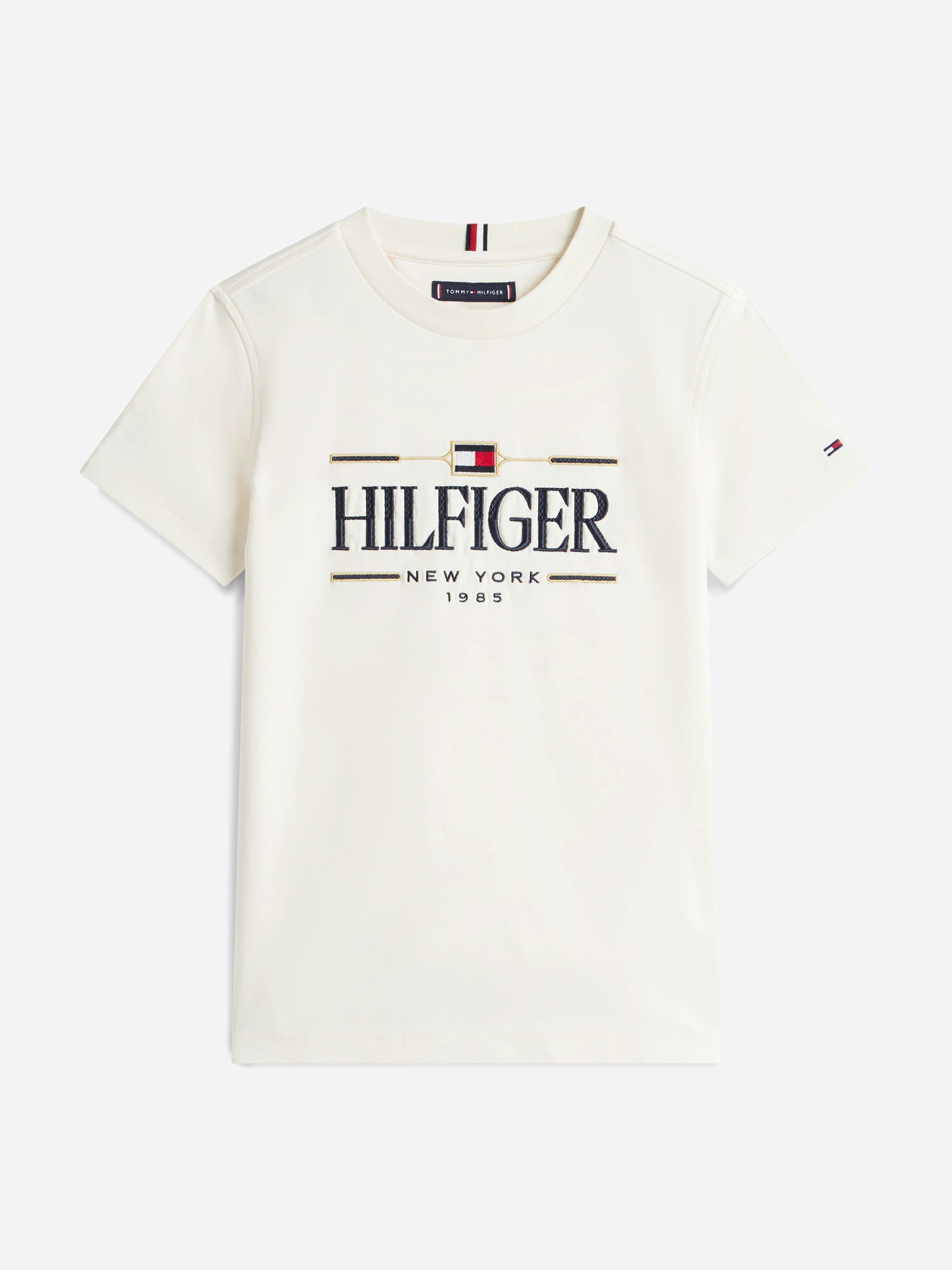 Tommy Hilfiger Boys Ivory Tommy Icons Interlock T-Shirt In - 4 Yrs
