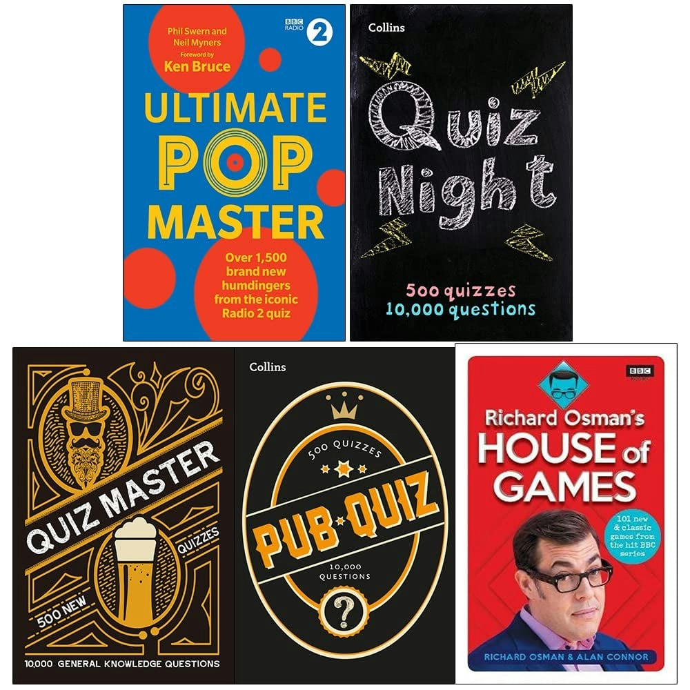 Various Publishers Ultimate Popmaster, Collins Quiz Night, Collins Quiz Master, Collins Pub Quiz And Richard Osman's House Of Games 5 Books Collection Set
