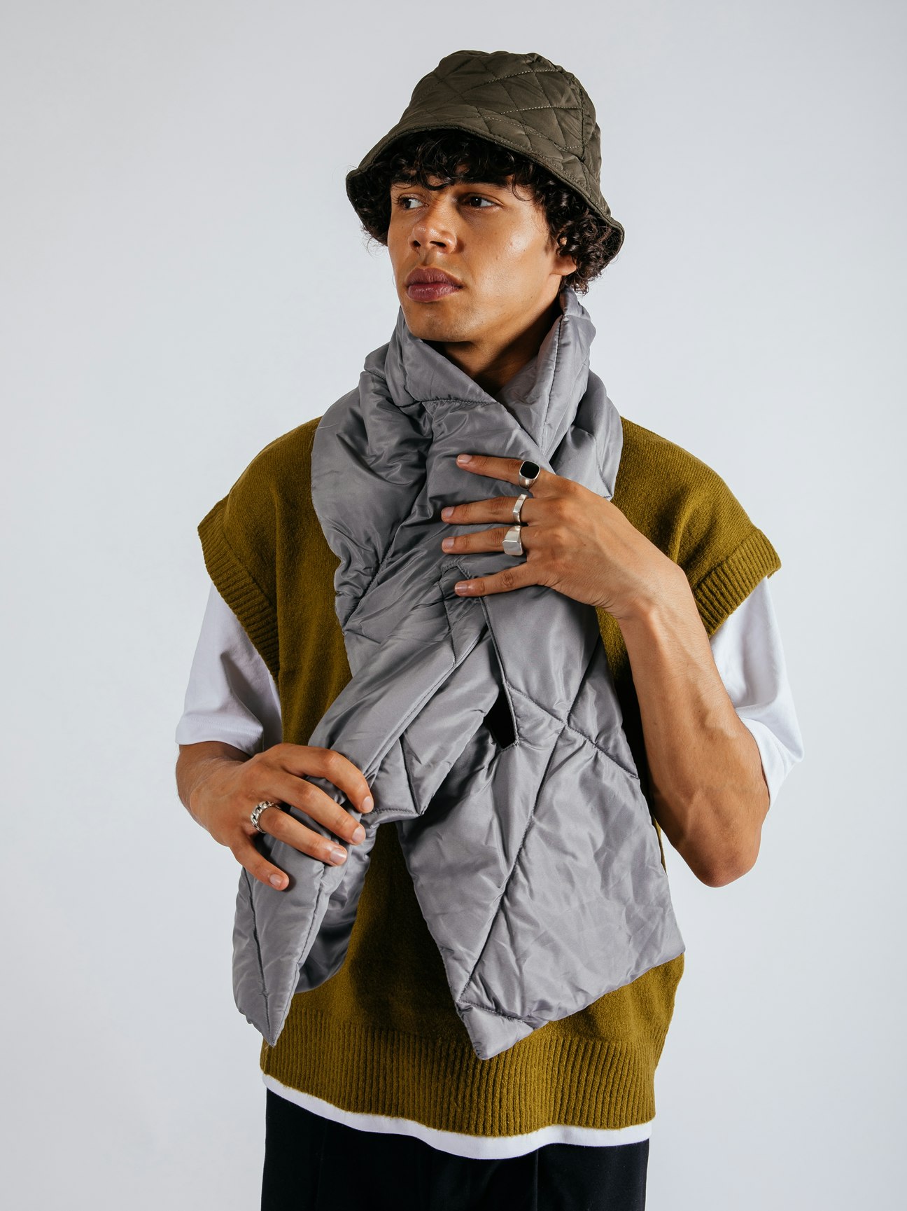 Svnx Grey Puffer Scarf
