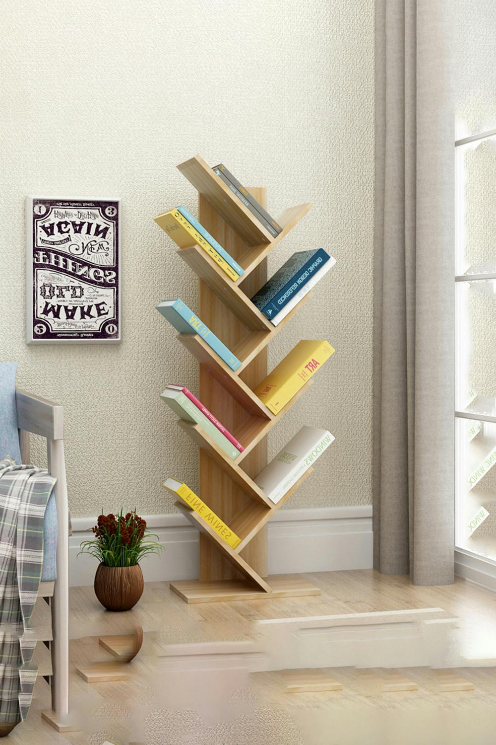 Rackhams Brown 9 Tier Rustic Standing Tree Bookshelf