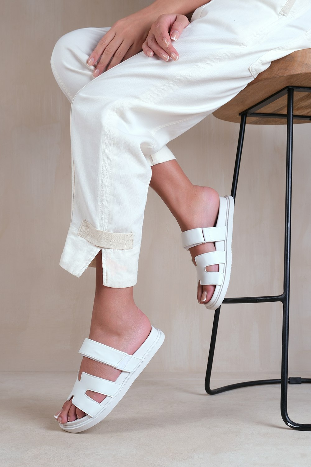 Where's That From White Adagio Strappy Sandals In Faux Leather - Pu Size 4