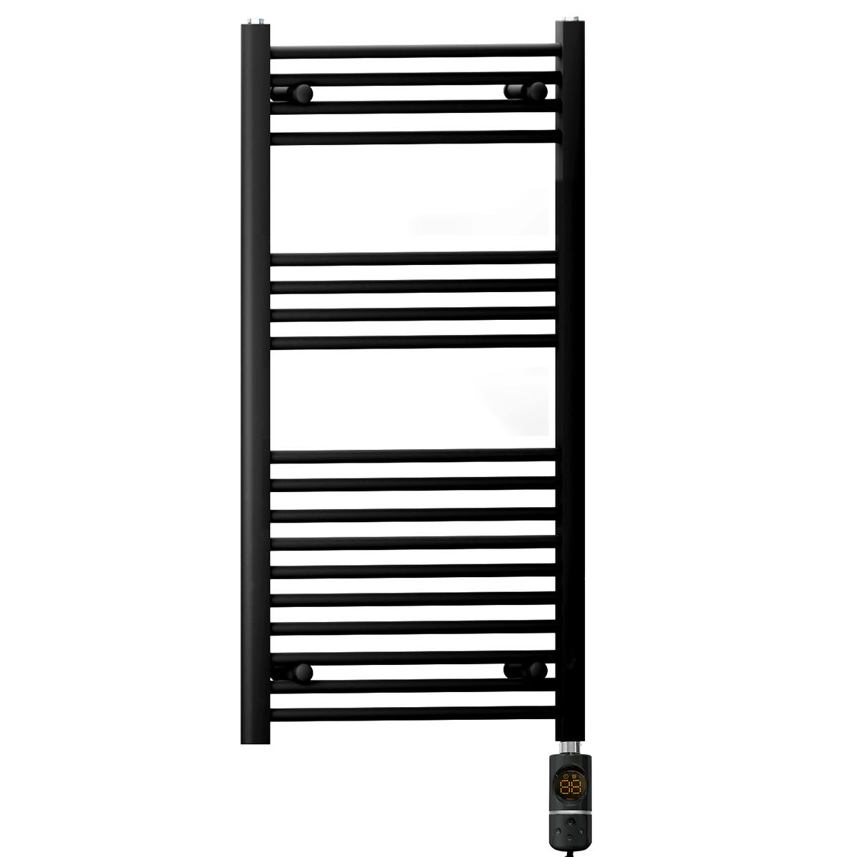 Myhomeware Black 400Mm X 1000Mm Electric Pre-Filled Heated Towel Rail Radiator For Bathroom - Thermostatic Af - 19Mm Tube