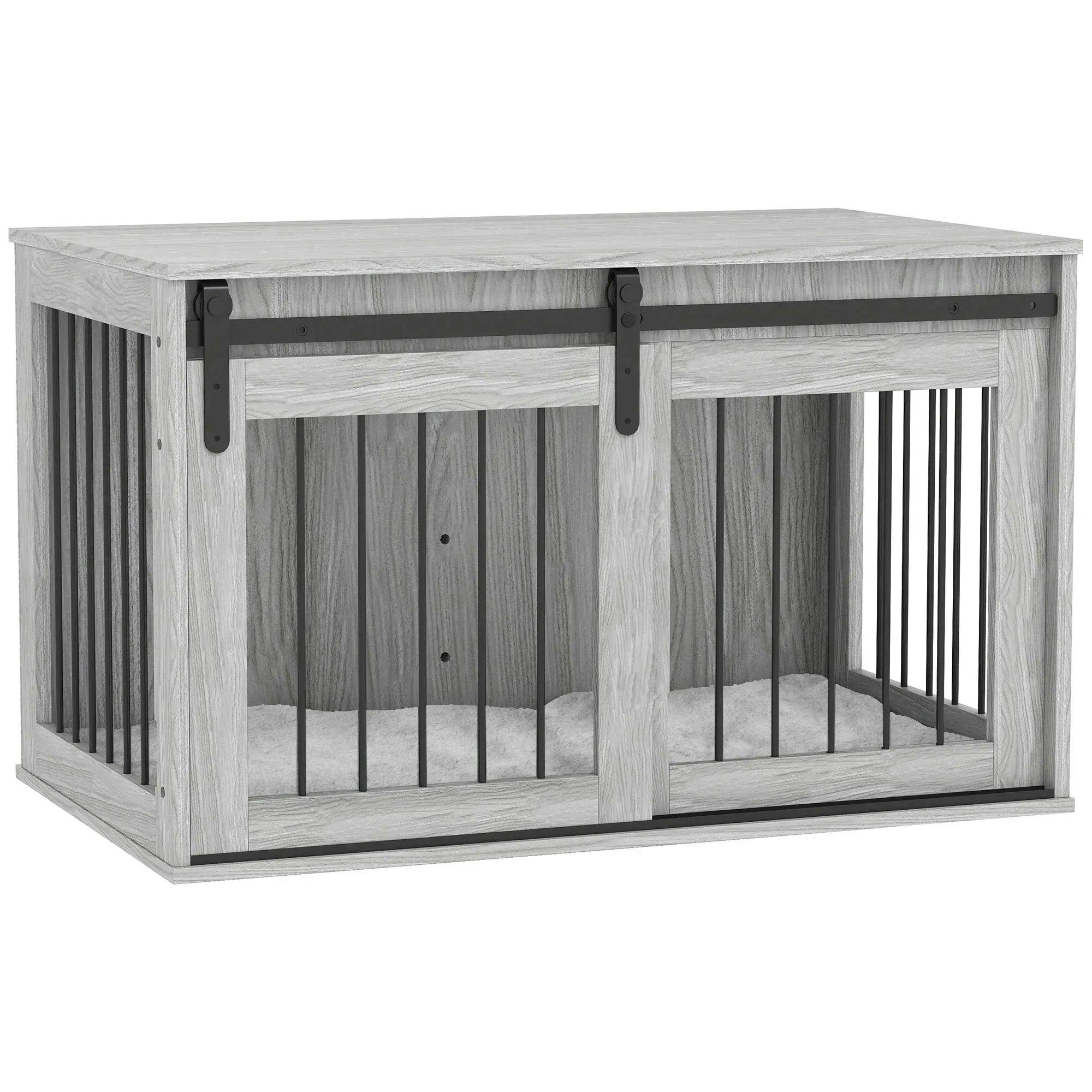 PawHut Dog Crate Furniture - Large Dogs - Grey - Removable Cushion - Stylish Side Table Design - Image 6