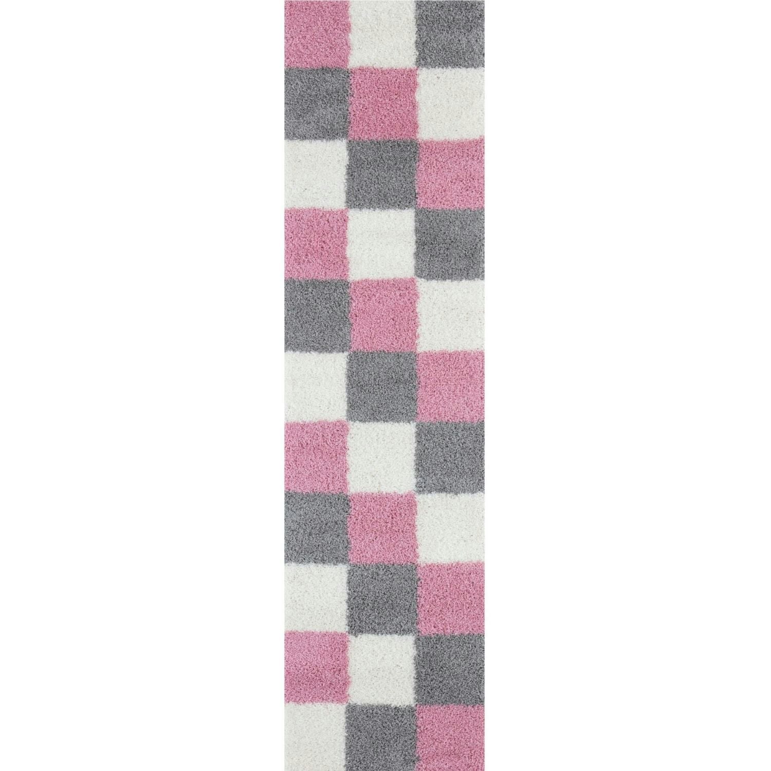 Rackhams Pink Myshaggy Geometric Rug - 80X300 Cm