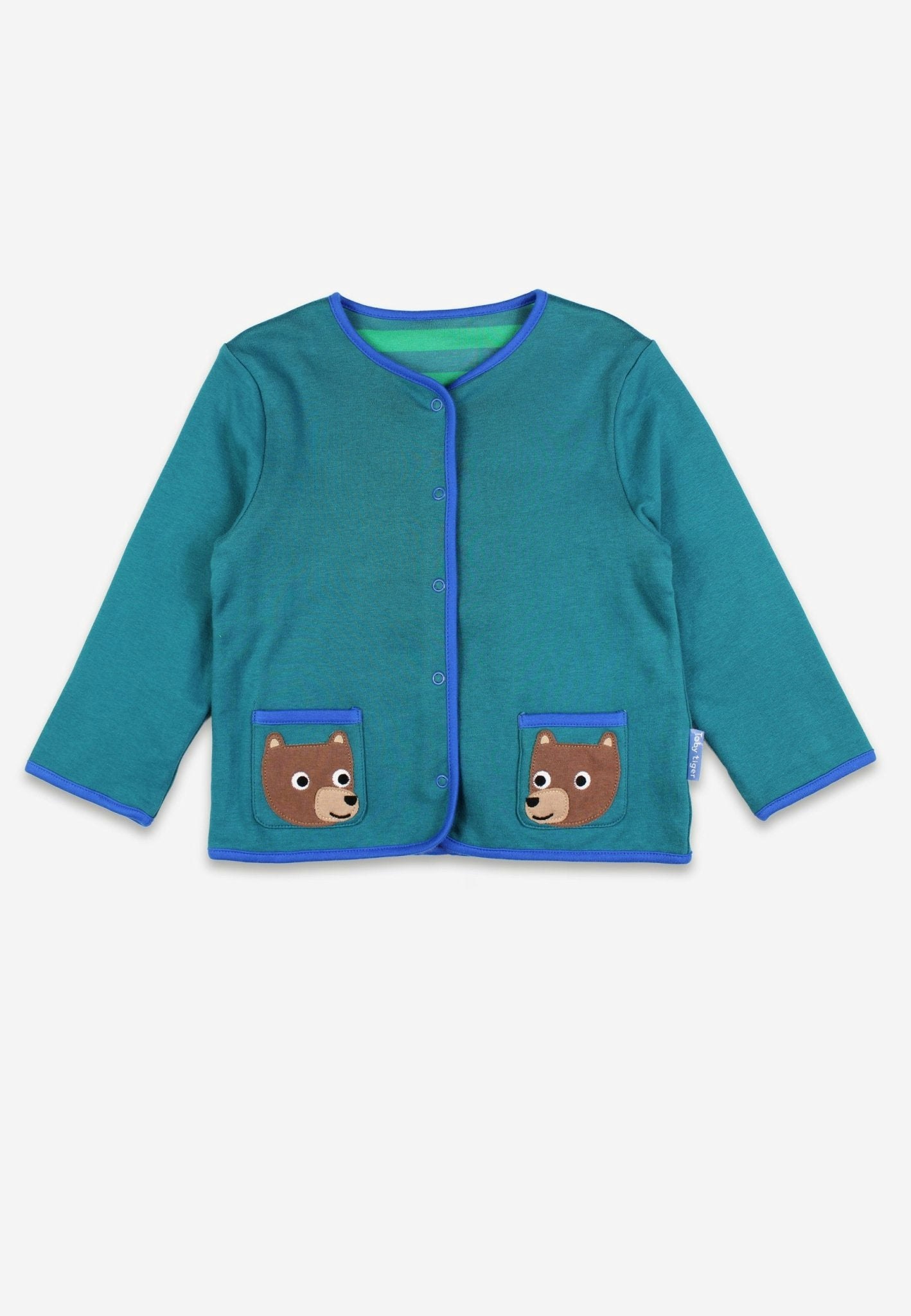 Toby Tiger Brown Organic Bear Applique Reversible Jacket - 7-8Y / 128Cm