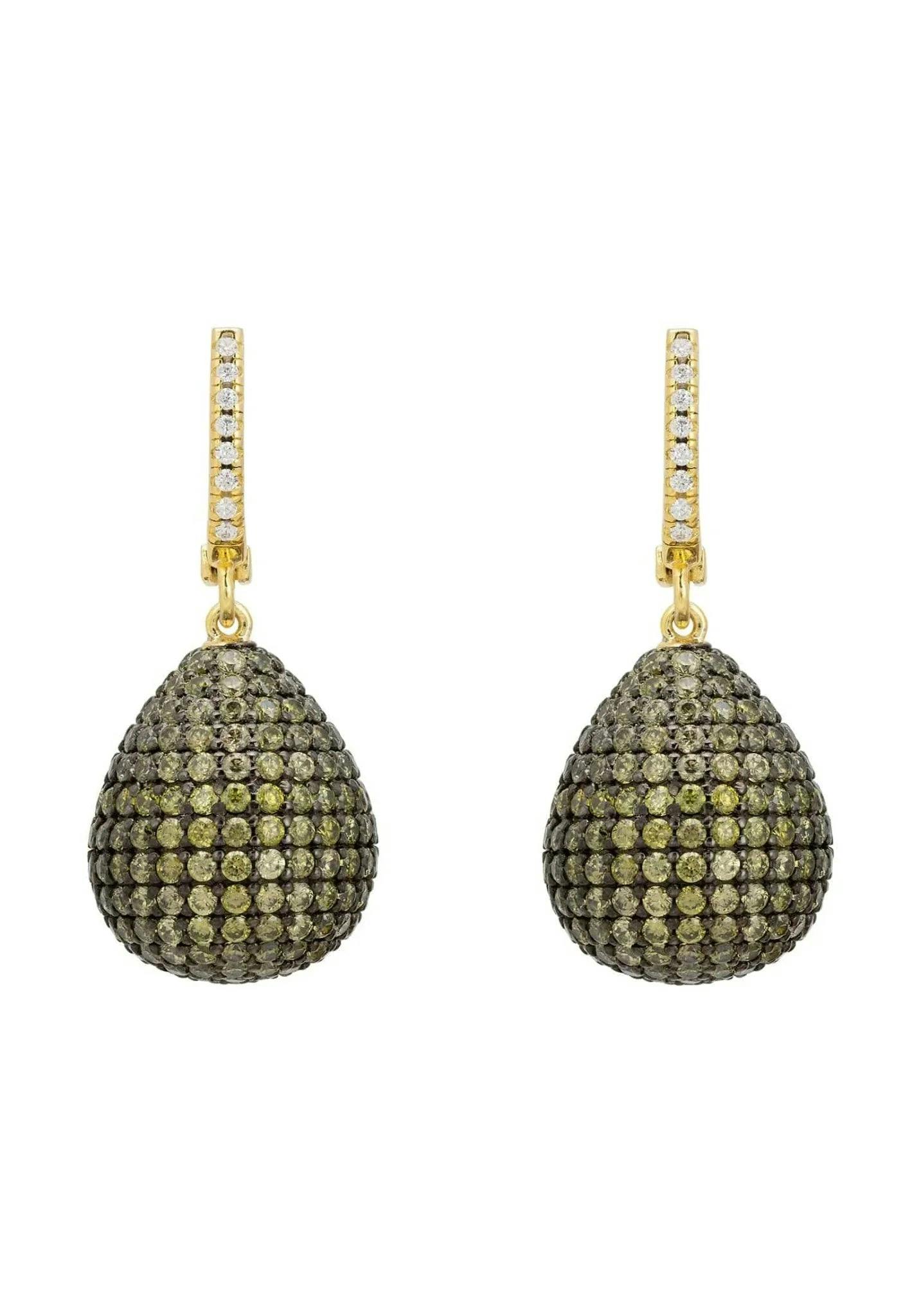 Latelita Gold Valerie Pear Drop Gemstone Earrings Peridot