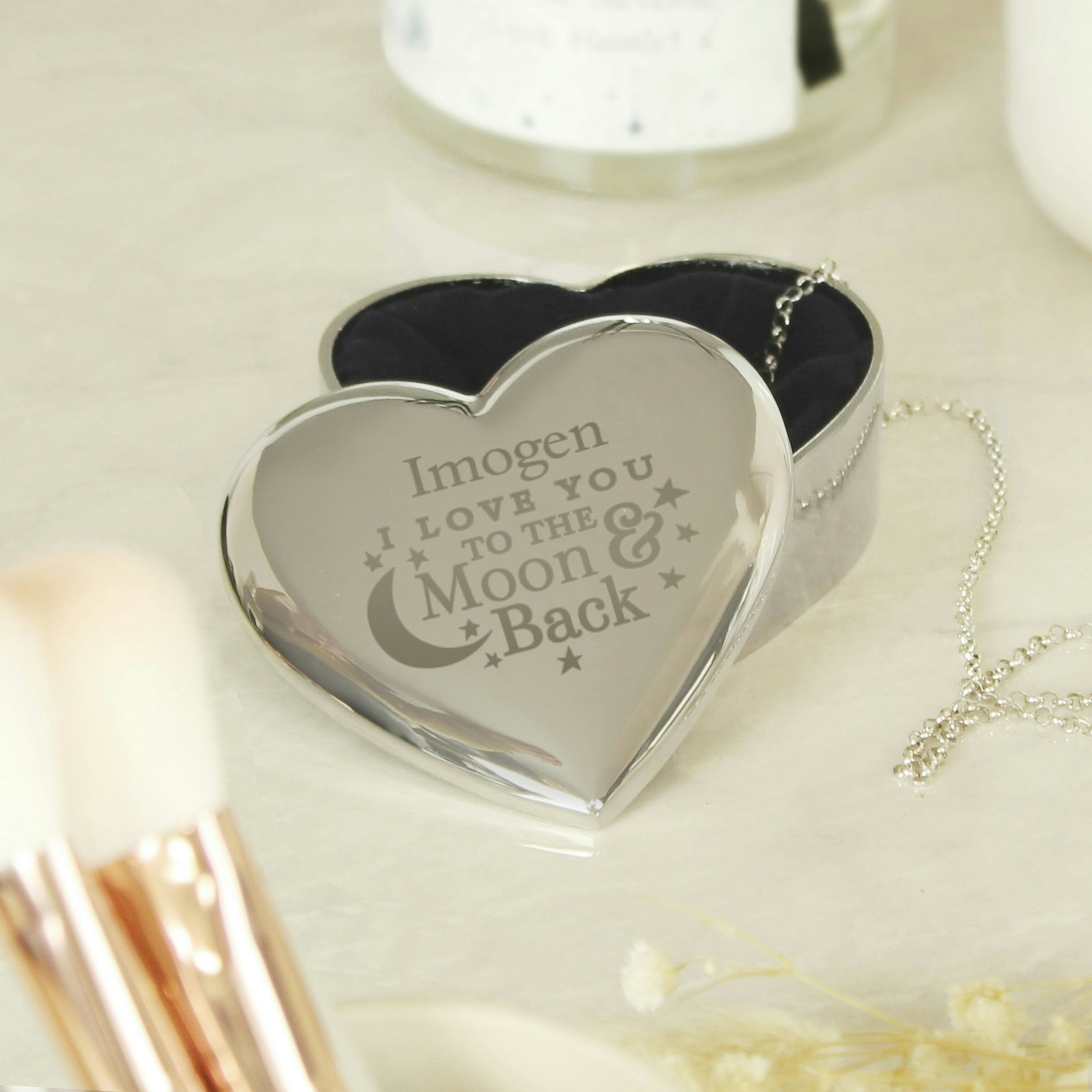 Personalised Memento Company Personalised To The Moon And Back... Heart Trinket Box