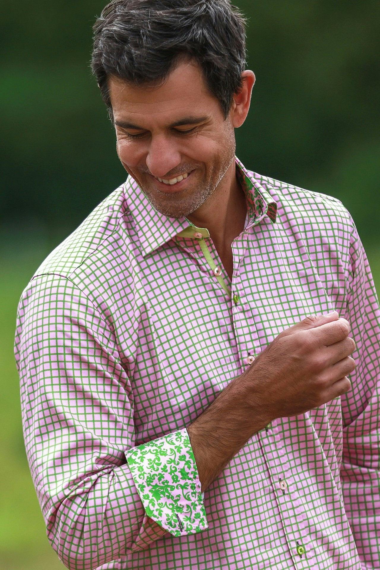 Claudio Lugli Pink Check Patterned Shirt - Small