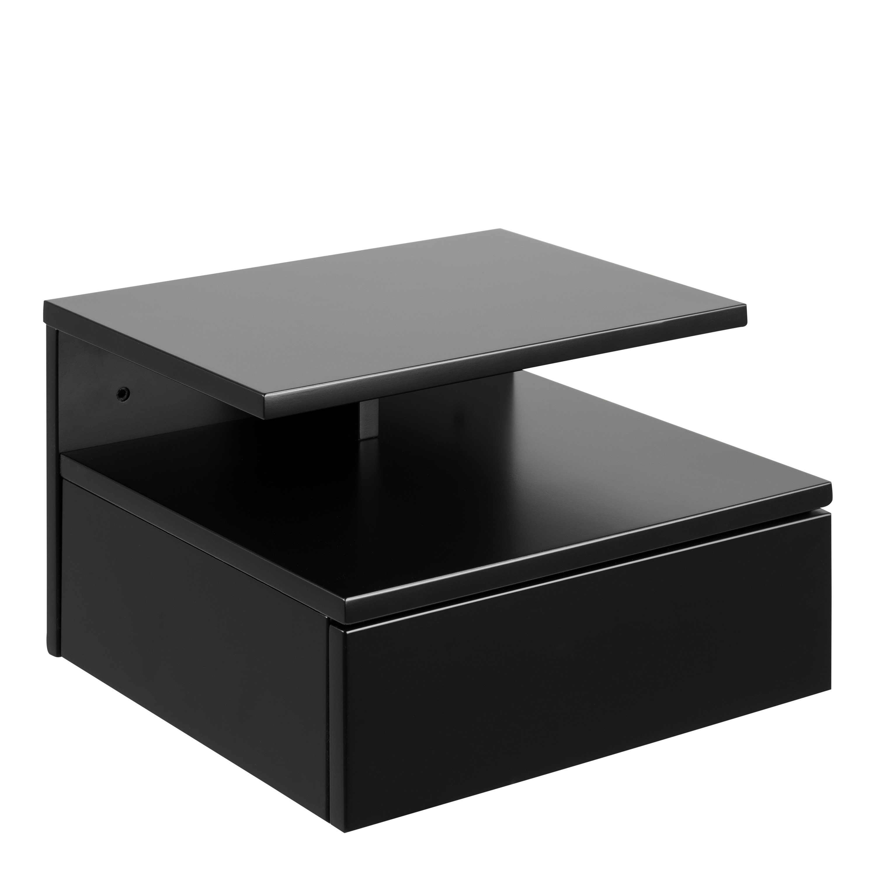 Furniture To Go Black Ashlan Bedside Table With 1 Drawer In - 1 - Manufactured Wood