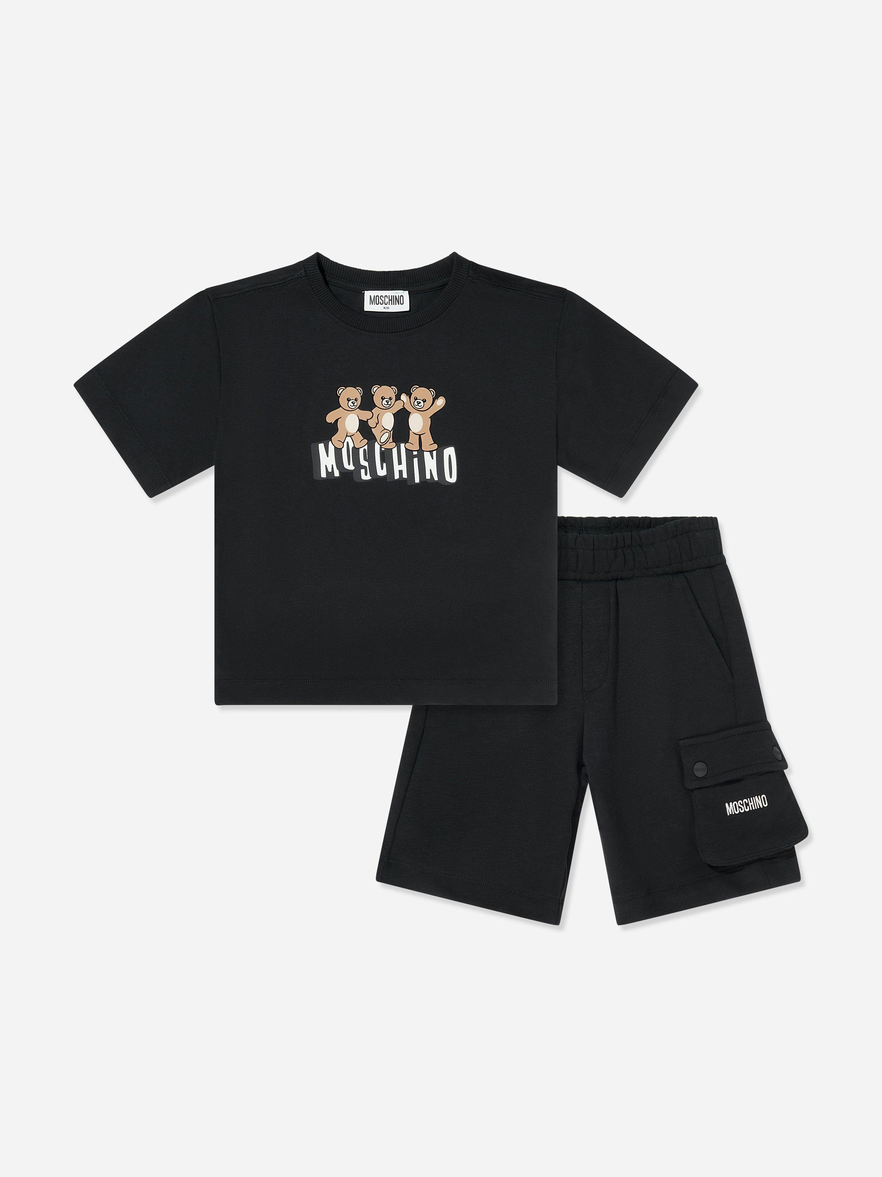 Moschino Kids Boys Black Moschino Teddy Bear Logo Short Set In - 5 Yrs
