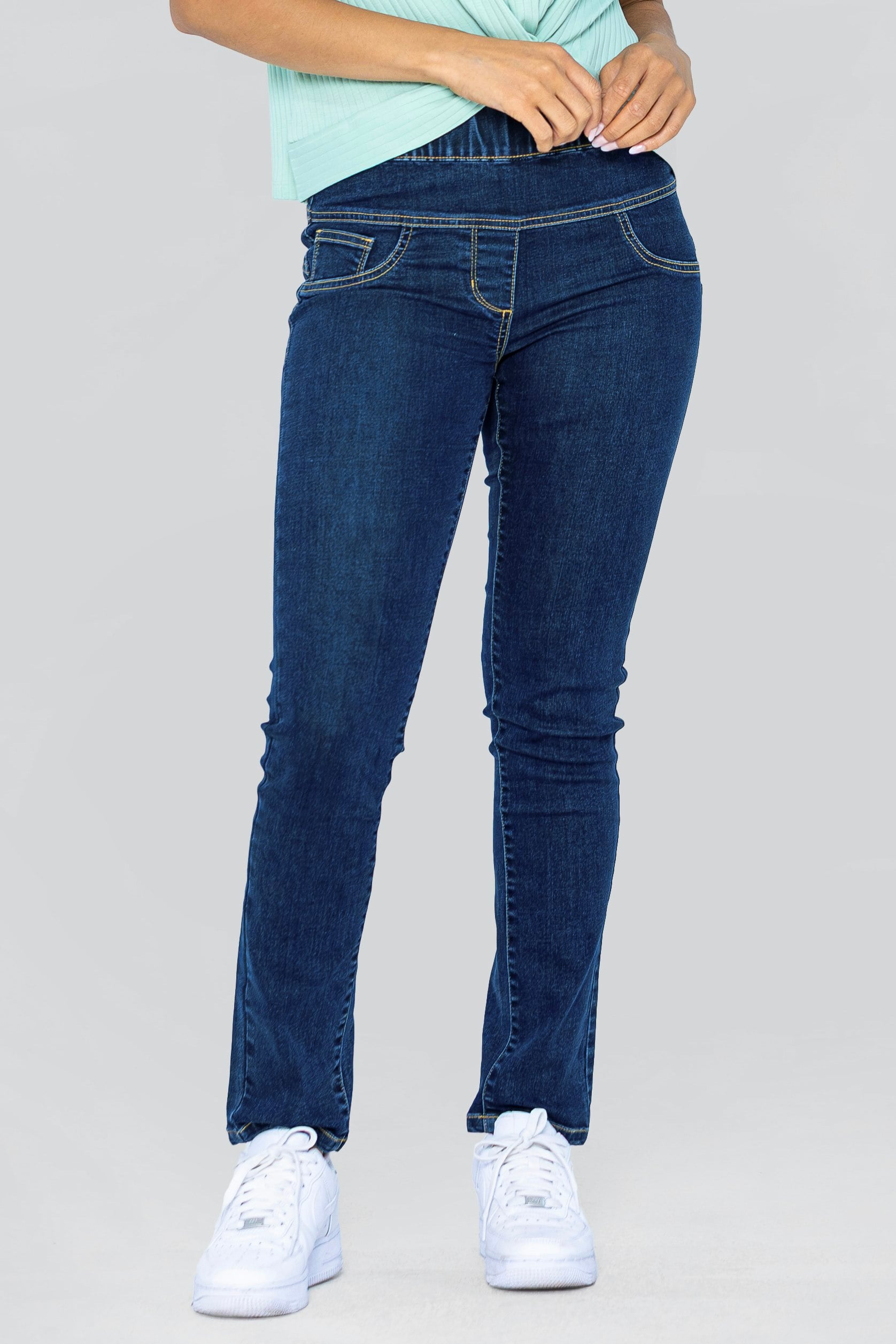 Enorsia Blue Super Stretch Pull-On Denim Leggings - 8 - 70% Cotton, 25% Polyester, 2.8% Viscose, 2.2% Spandex - Deep
