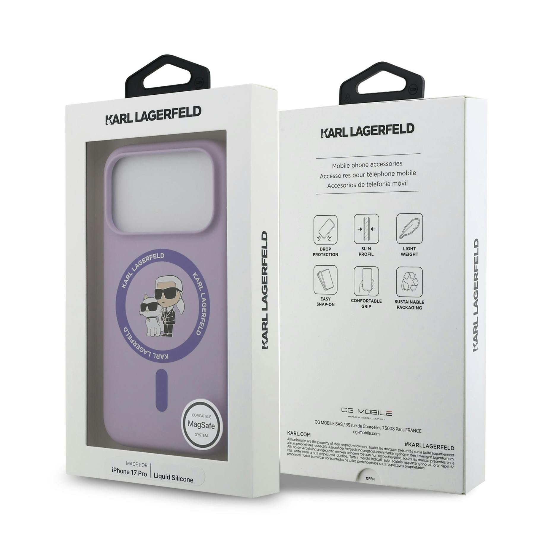 Karl Lagerfeld Purple Liquid Silicone Karl And Choupette With Magsafe Case For Iphone 17 Pro 6.3" - Klhmp17lscmkcrhu