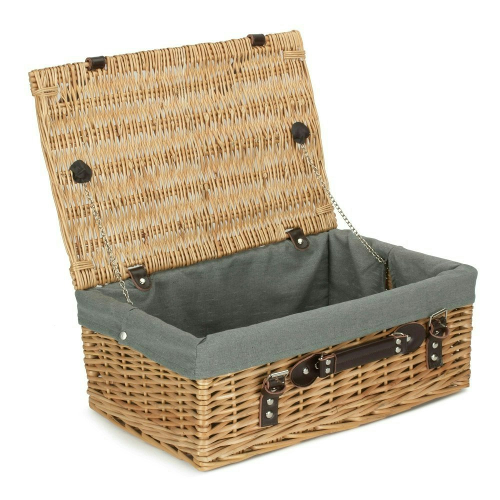 Rackhams Grey 46Cm Buff Willow Wicker Picnic Basket