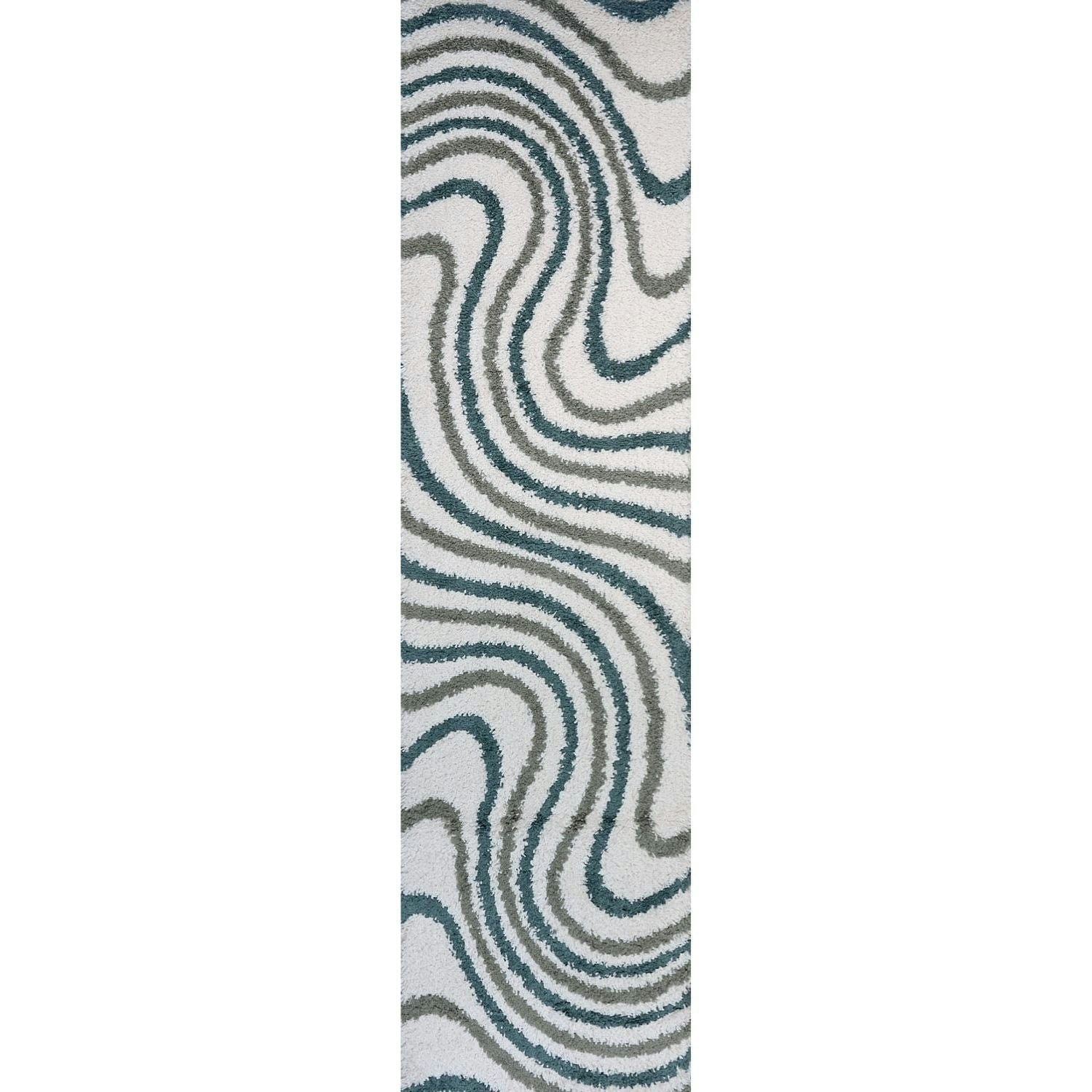 Rackhams Green Moodi Shaggy Rippletide Rug - 80X300 Cm