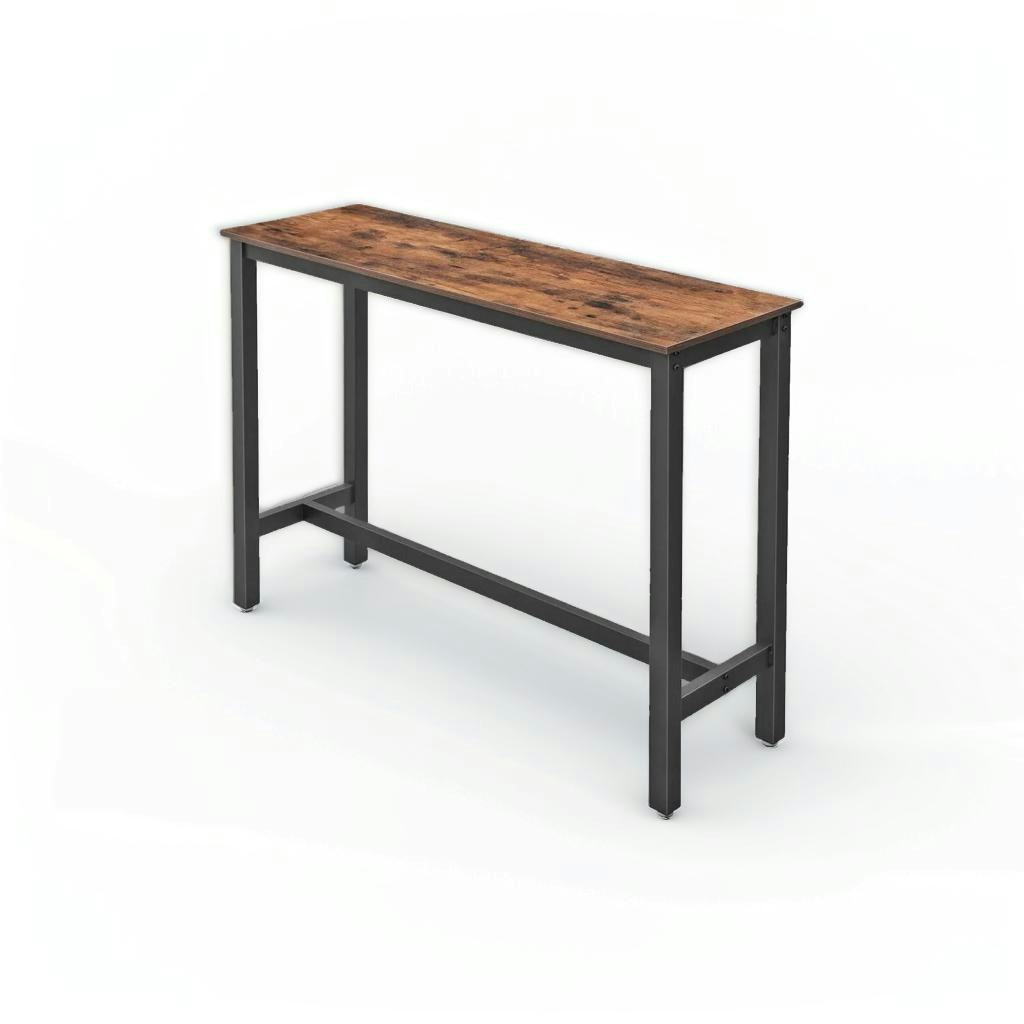 Modcraft Brown/Black Bar Table Desk, Industrial Style, 120X40x100 Cm, Vintage And Sturdy Metal Frame
