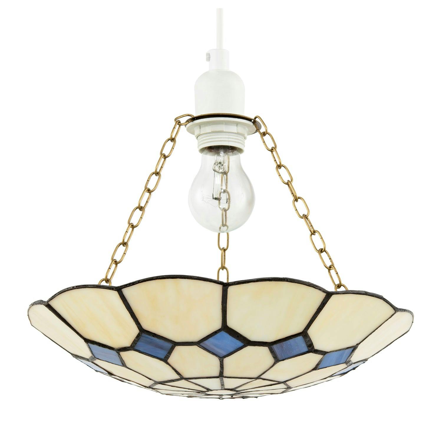 Rackhams Amber/Purple Classic Stained Glass Tiffany Pendant Shade With Diamonds