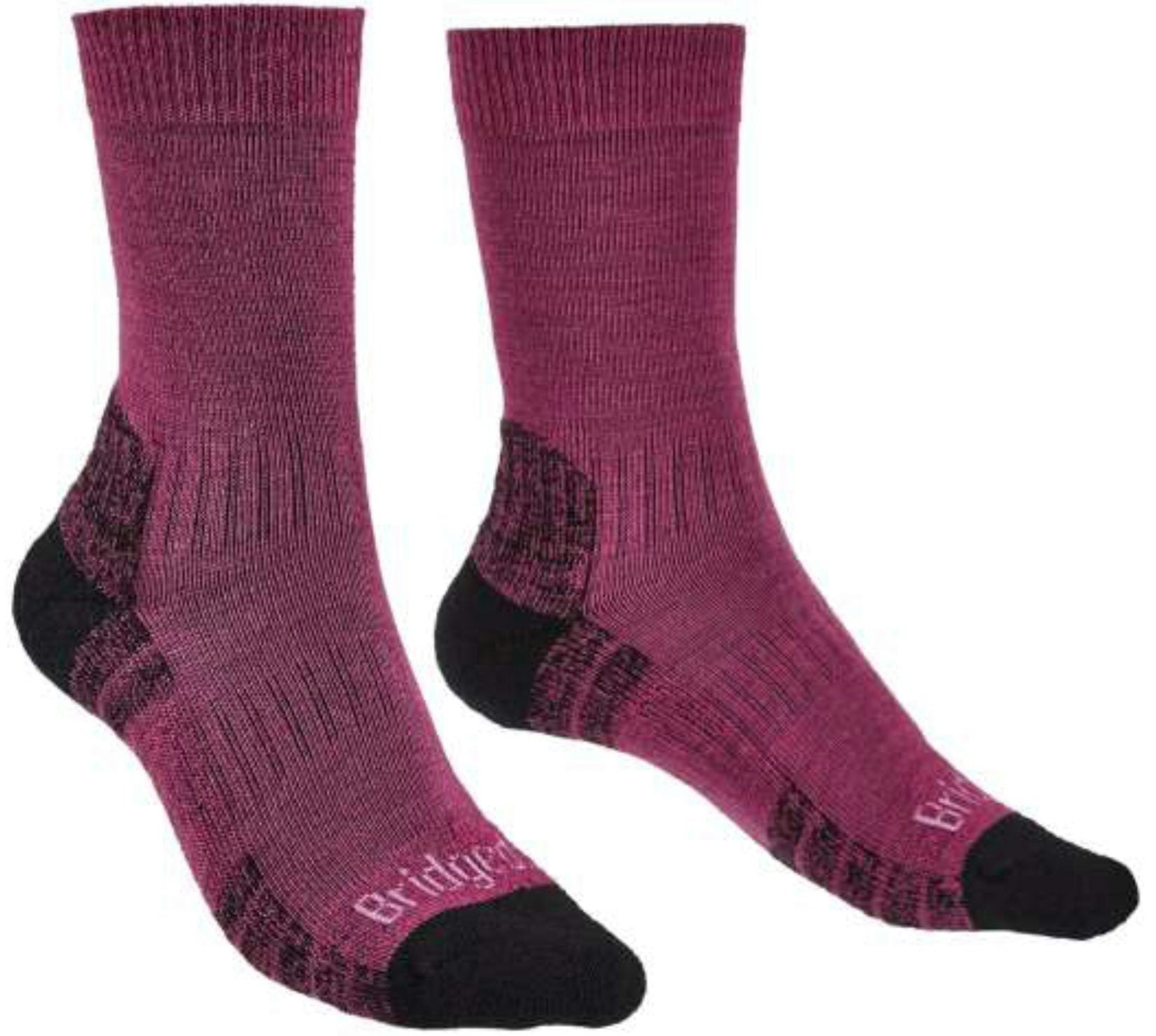 Bridgedale Women's Mauve Lightweight Merino Performance Hiking Crew Socks {Br-710652} - Berry - Large